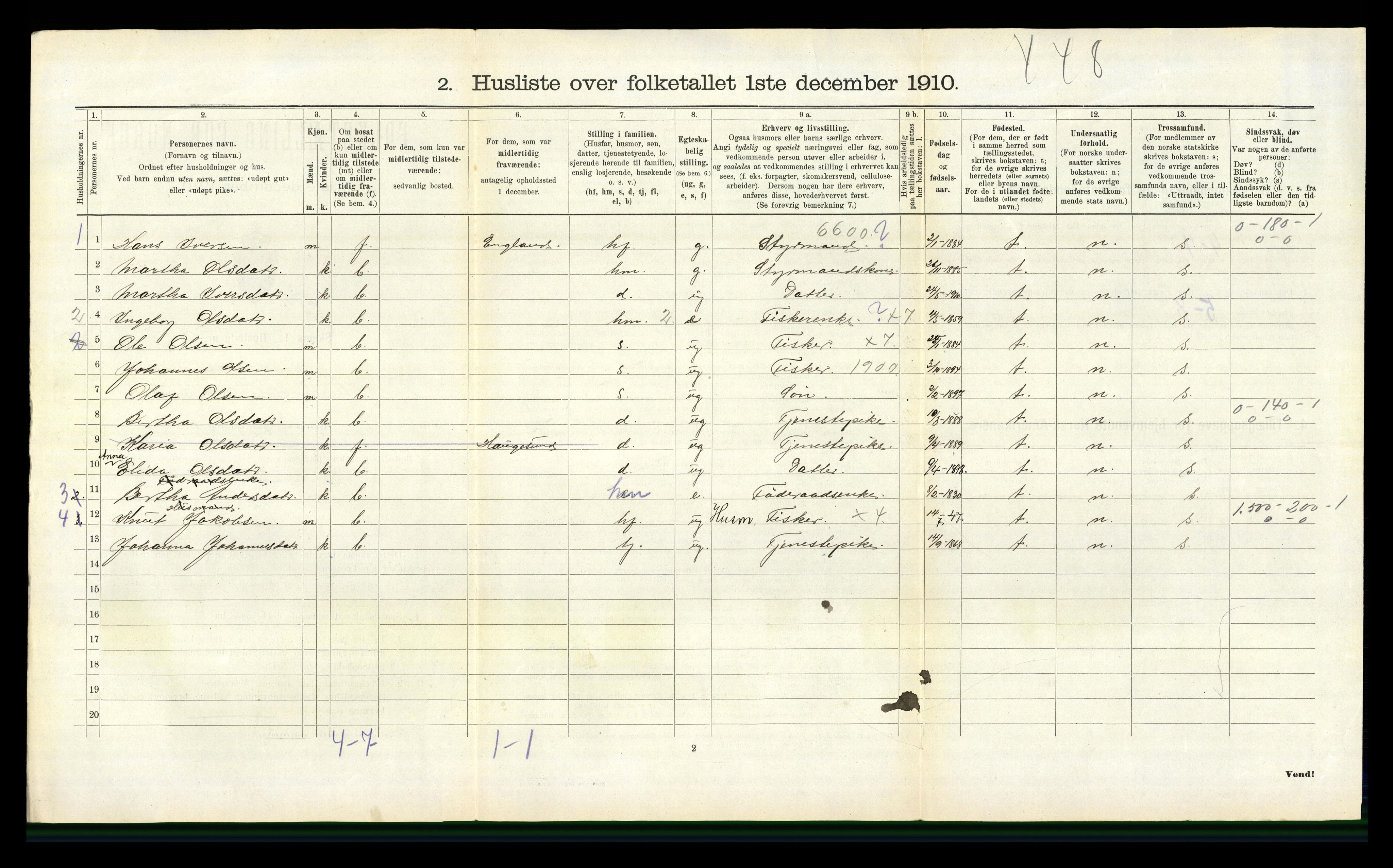 RA, Folketelling 1910 for 1244 Austevoll herred, 1910, s. 153