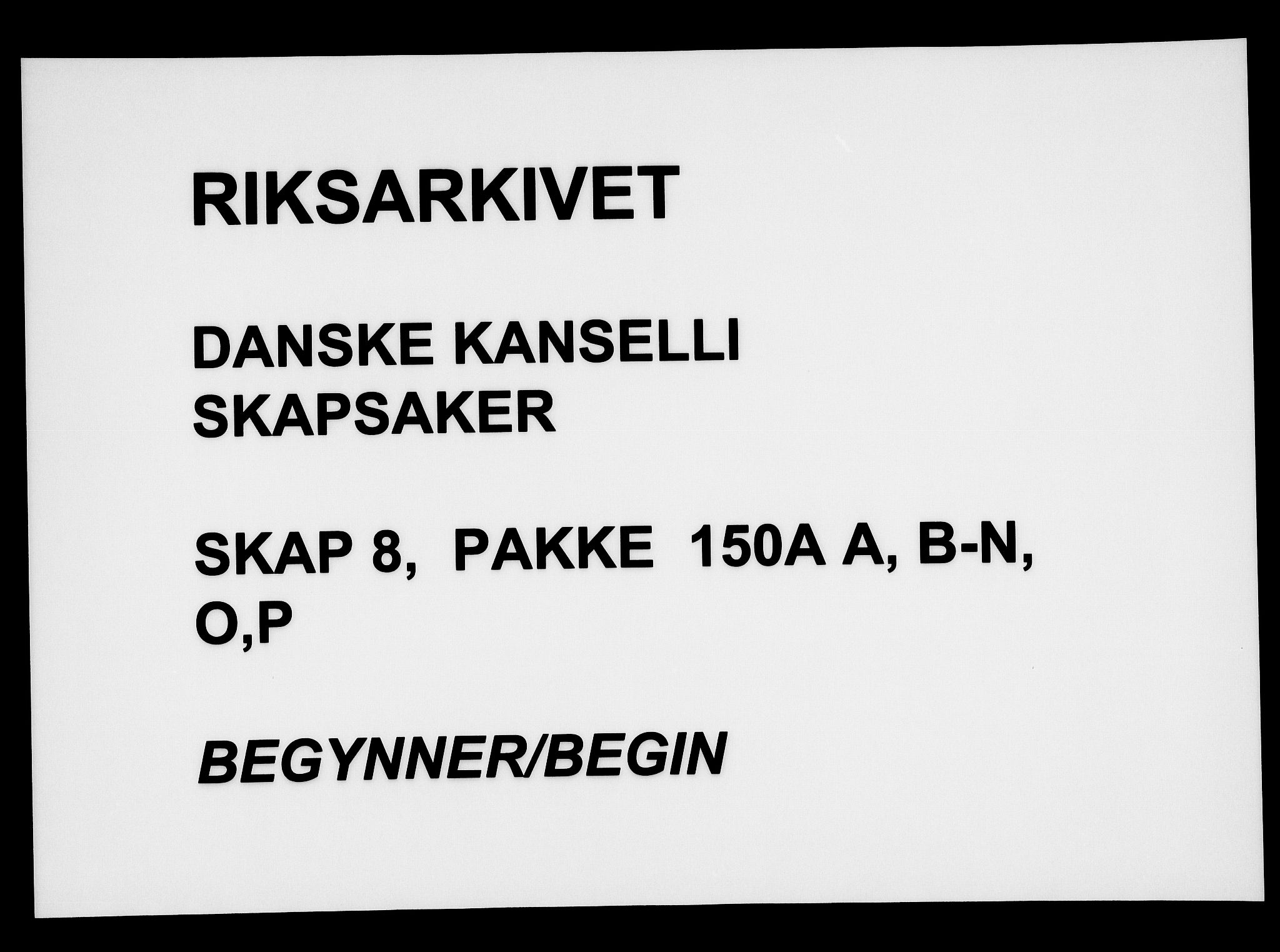 Danske Kanselli, Skapsaker, RA/EA-4061/F/L0007: Skap 8, pakke 150A, litra A-V, 1644-1651, s. 1