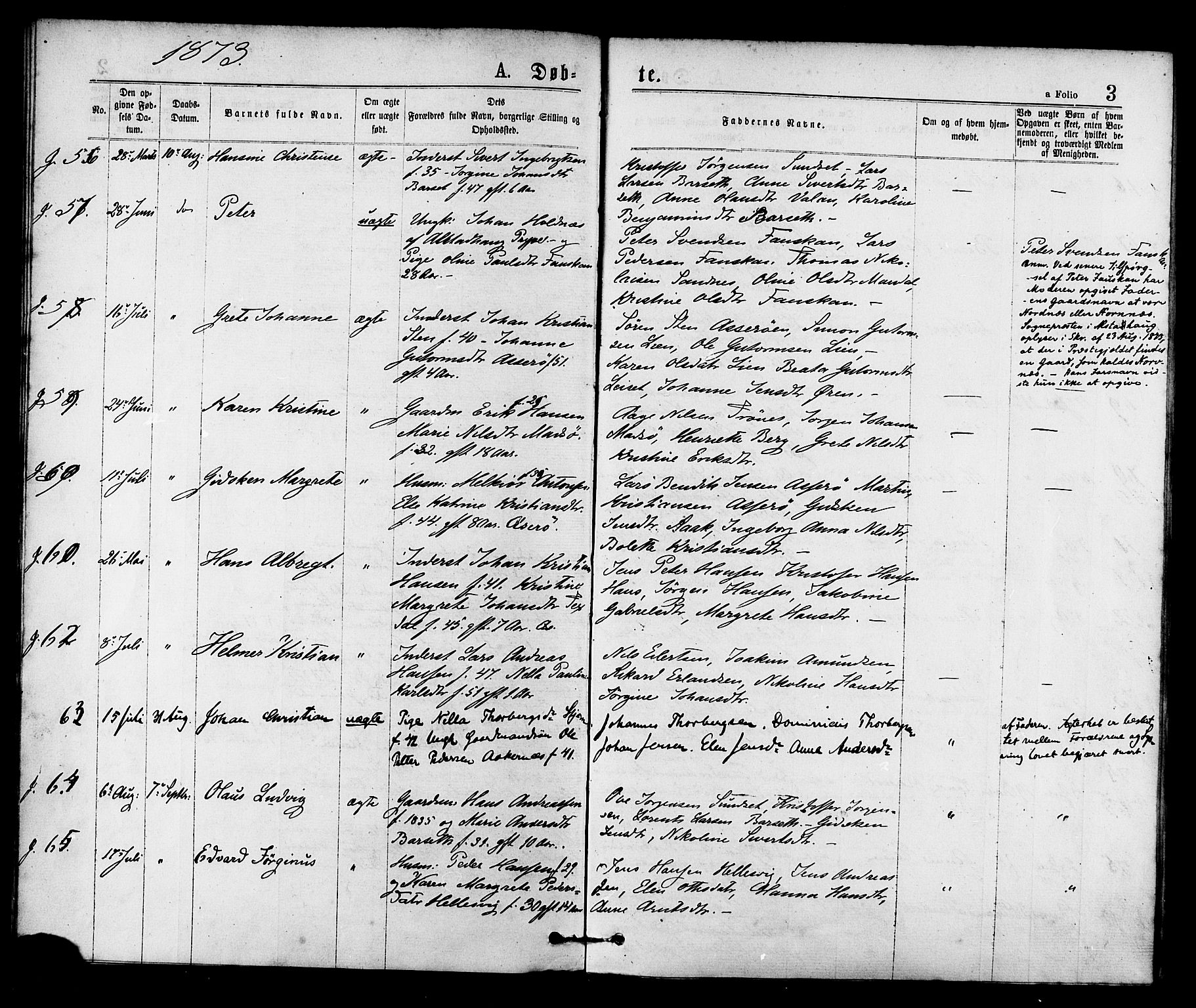 Ministerialprotokoller, klokkerbøker og fødselsregistre - Sør-Trøndelag, AV/SAT-A-1456/655/L0679: Ministerialbok nr. 655A08, 1873-1879, s. 3