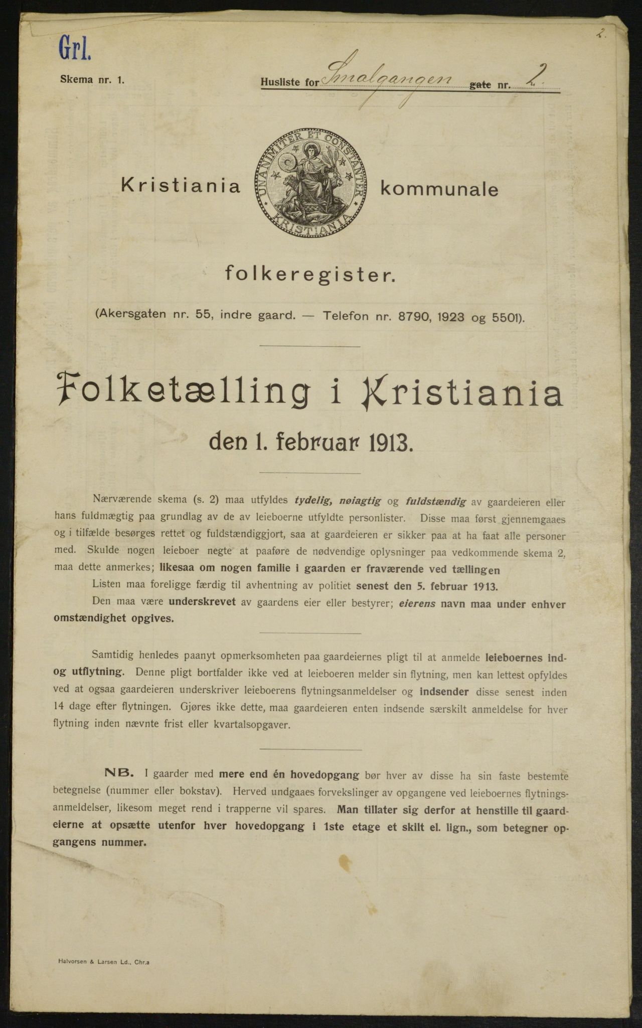 OBA, Kommunal folketelling 1.2.1913 for Kristiania, 1913, s. 96996