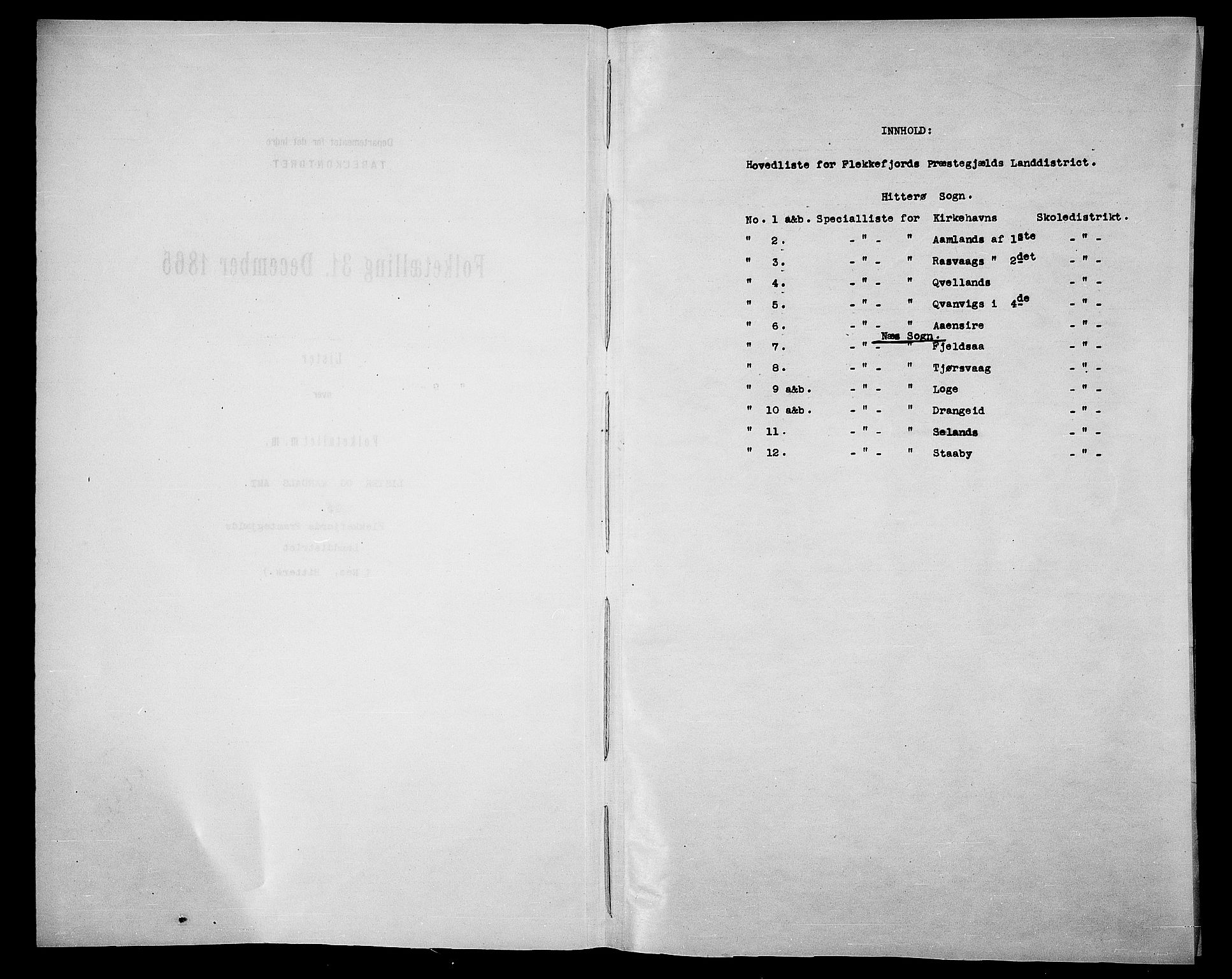 RA, Folketelling 1865 for 1042L Flekkefjord prestegjeld, Nes sokn og Hidra sokn, 1865, s. 4