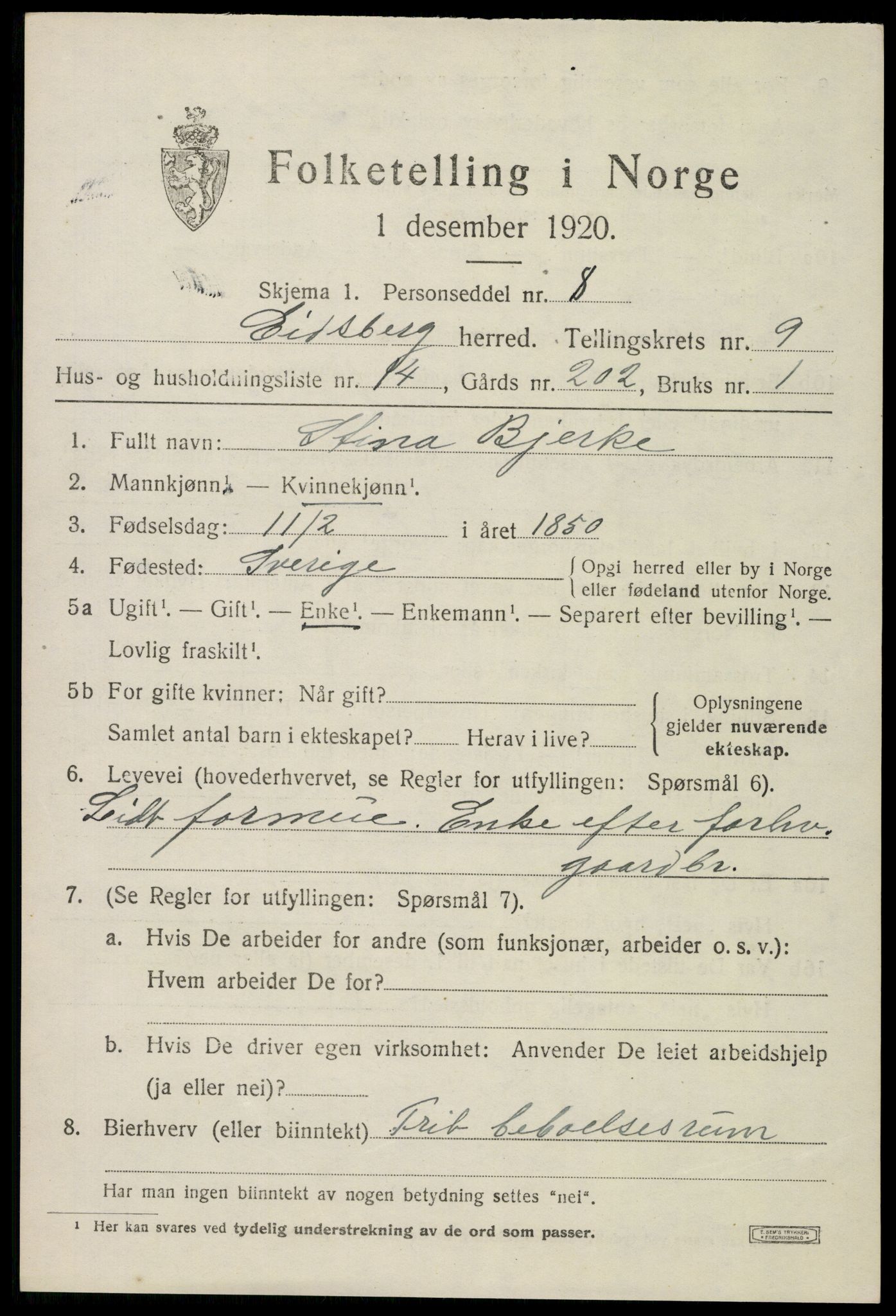 SAO, Folketelling 1920 for 0125 Eidsberg herred, 1920, s. 10627