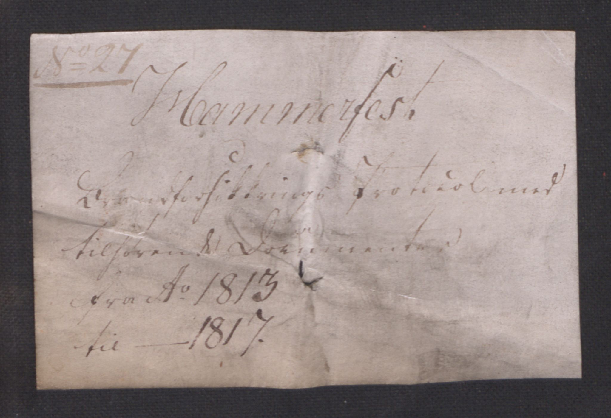 Kommersekollegiet, Brannforsikringskontoret 1767-1814, RA/EA-5458/F/Fa/L0027/0001: Hammerfest / Branntakstprotokoll, 1813-1817
