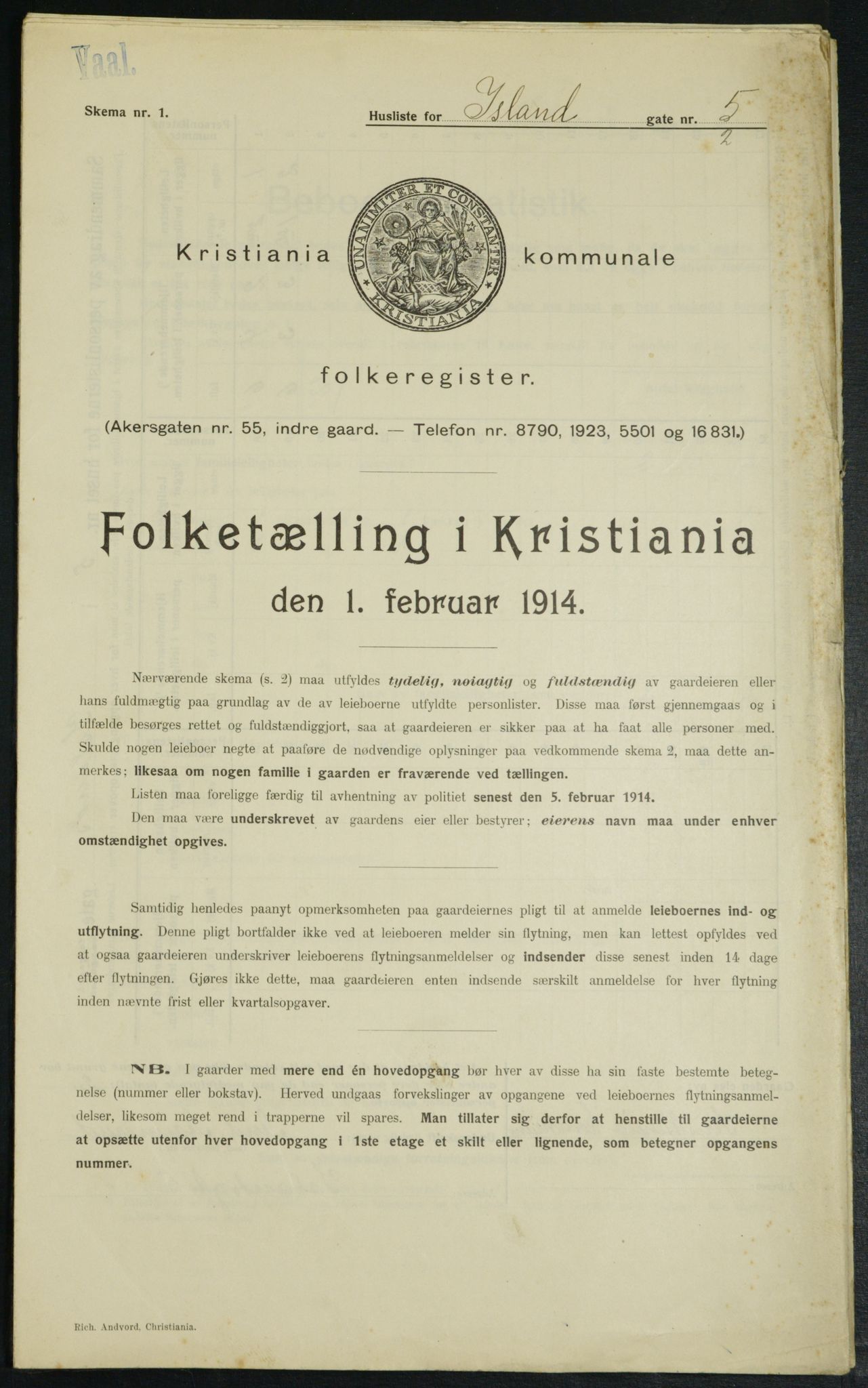 OBA, Kommunal folketelling 1.2.1914 for Kristiania, 1914, s. 44503
