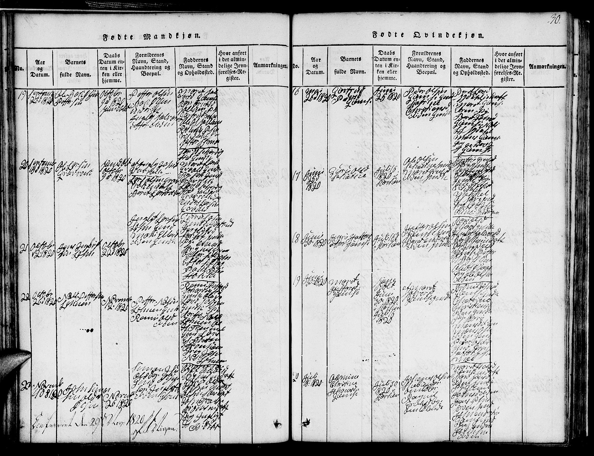 Ministerialprotokoller, klokkerbøker og fødselsregistre - Sør-Trøndelag, SAT/A-1456/691/L1092: Klokkerbok nr. 691C03, 1816-1852, s. 30