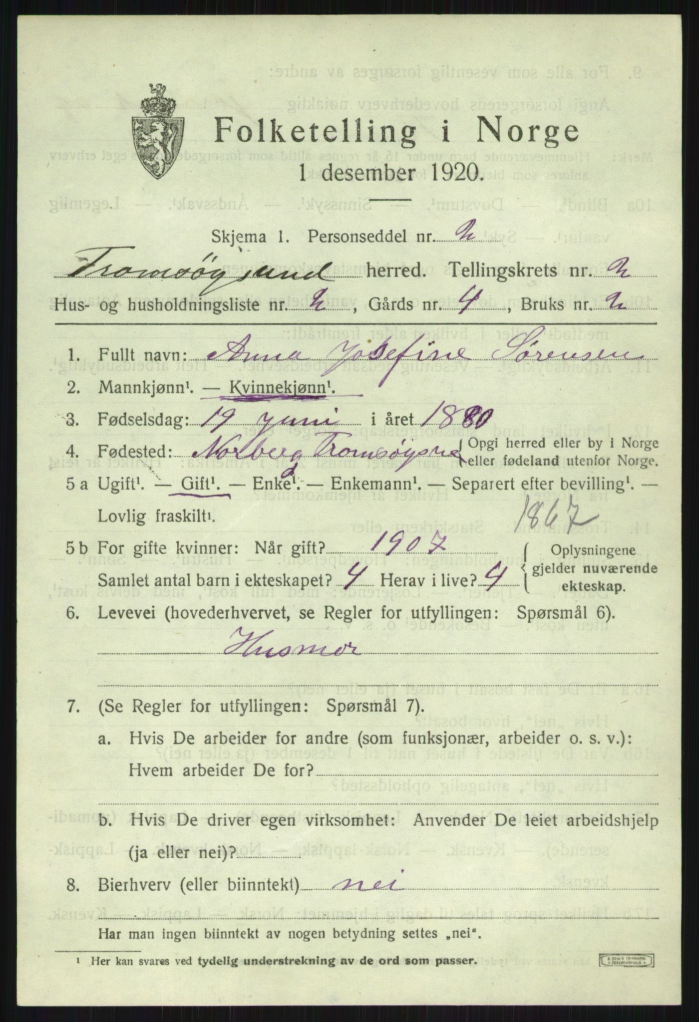 SATØ, Folketelling 1920 for 1934 Tromsøysund herred, 1920, s. 2376