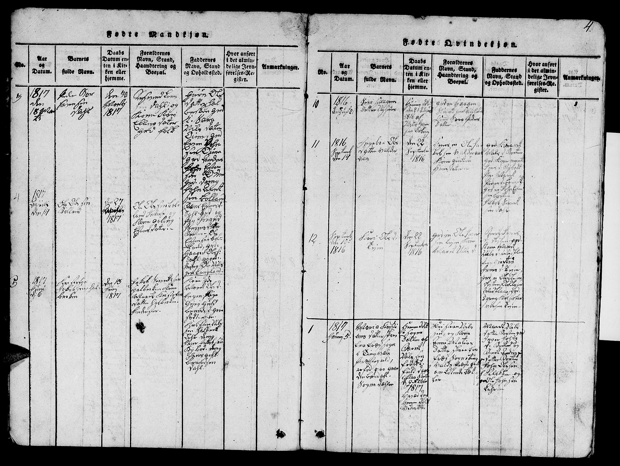 Ministerialprotokoller, klokkerbøker og fødselsregistre - Sør-Trøndelag, SAT/A-1456/693/L1121: Klokkerbok nr. 693C02, 1816-1869, s. 4
