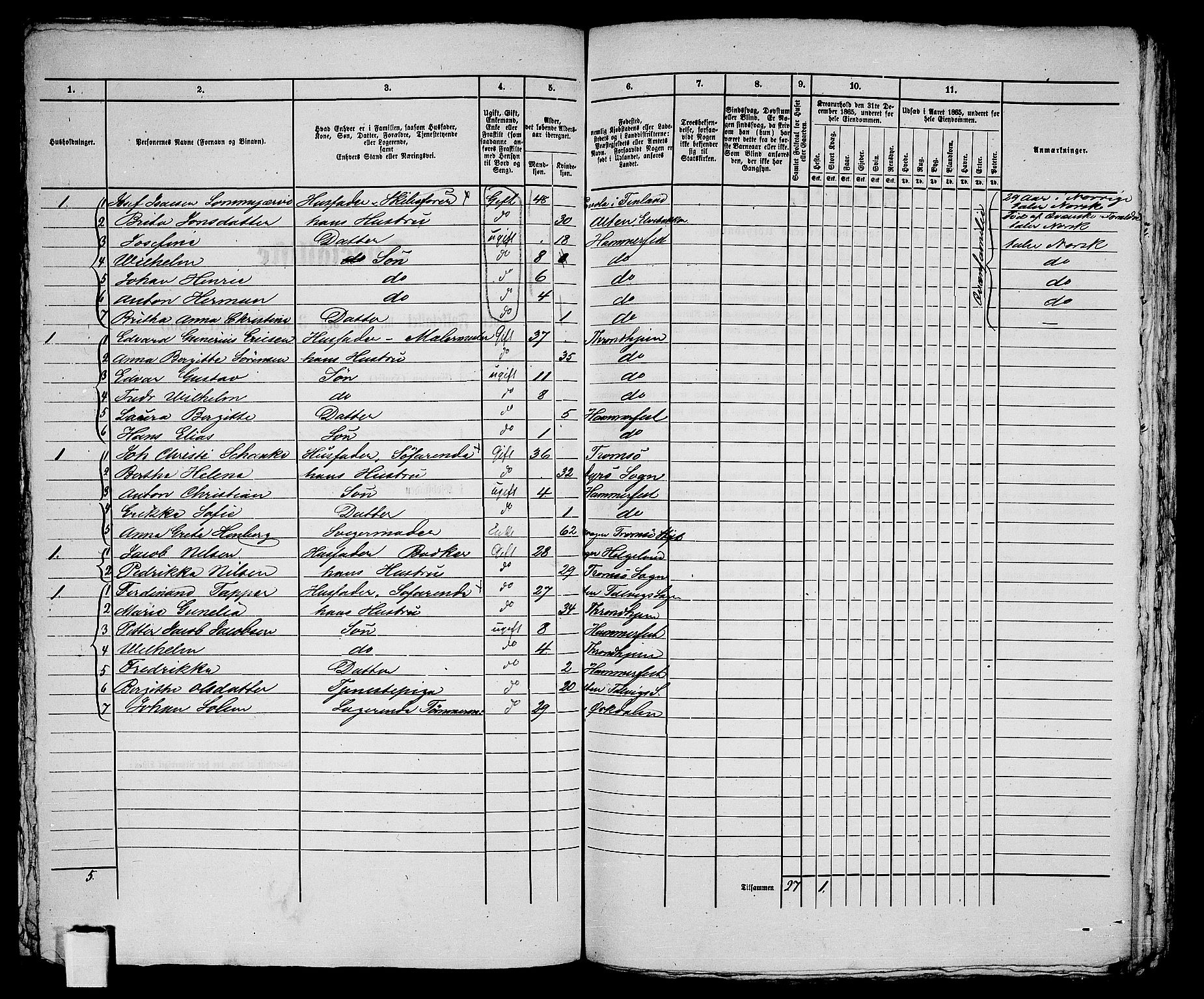 RA, Folketelling 1865 for 2001B Hammerfest prestegjeld, Hammerfest kjøpstad, 1865, s. 238