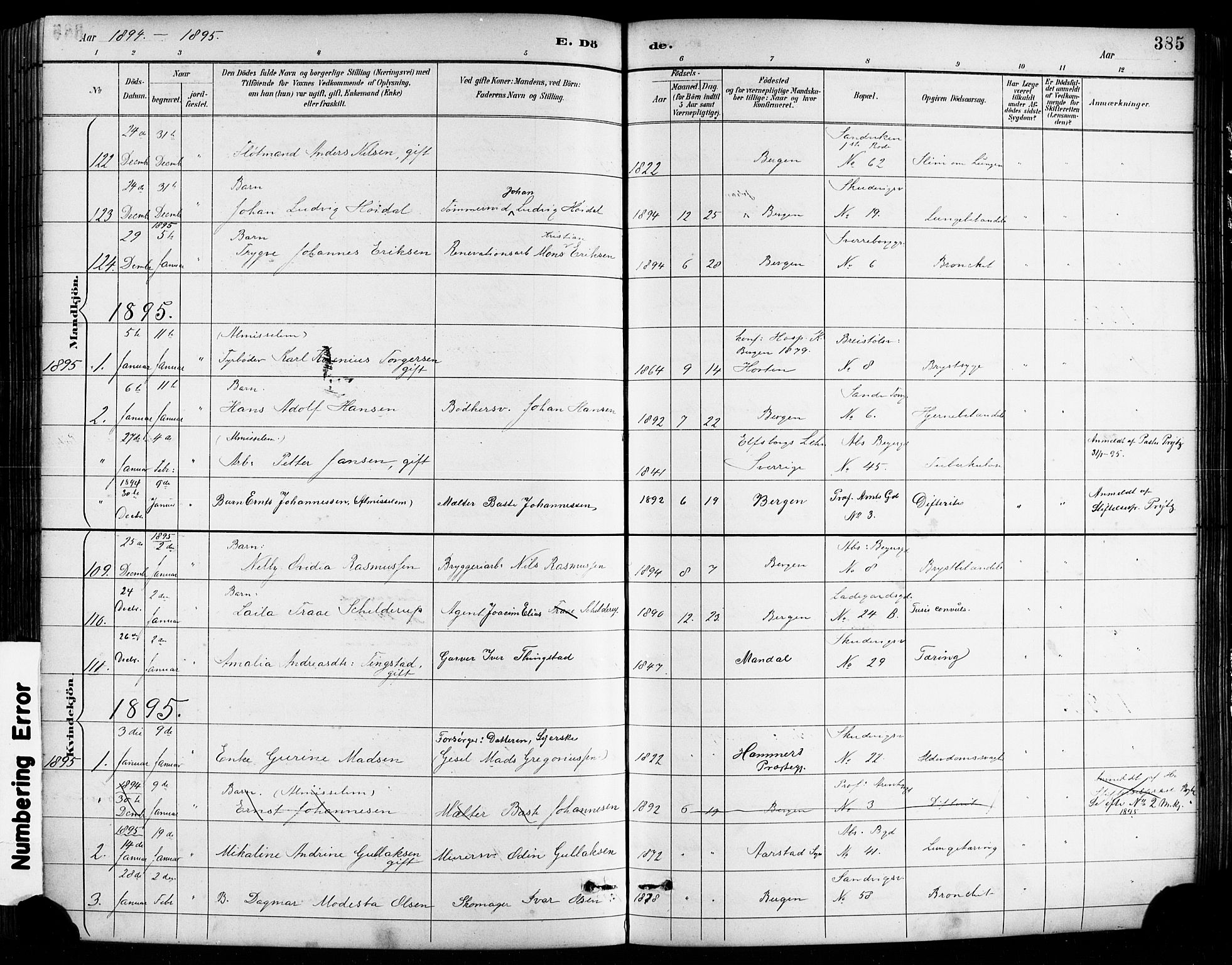 Sandviken Sokneprestembete, AV/SAB-A-77601/H/Hb/L0002: Klokkerbok nr. A 3, 1888-1902, s. 385