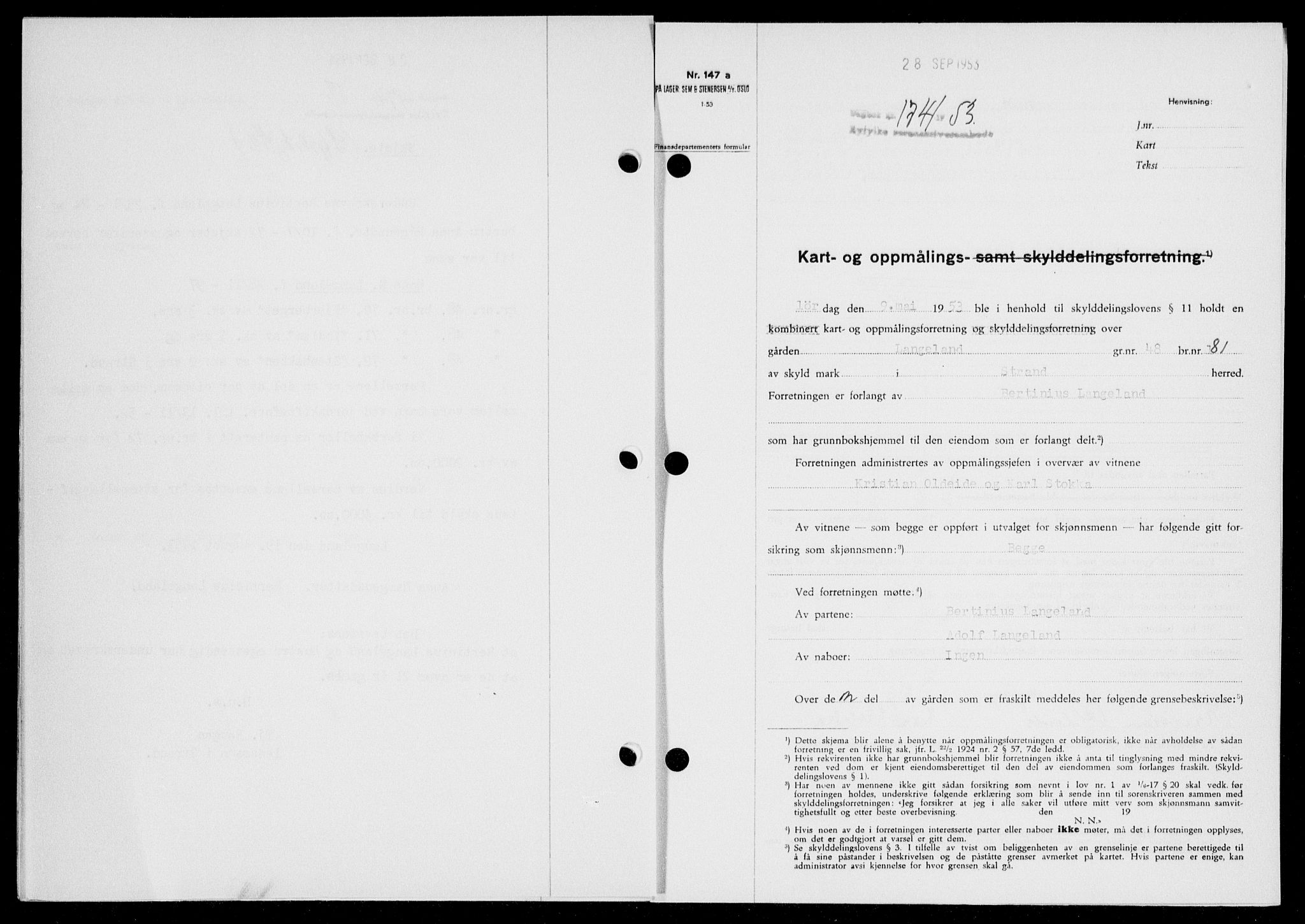 Ryfylke tingrett, SAST/A-100055/001/II/IIB/L0123: Pantebok nr. 102, 1953-1954, Dagboknr: 1741/1953