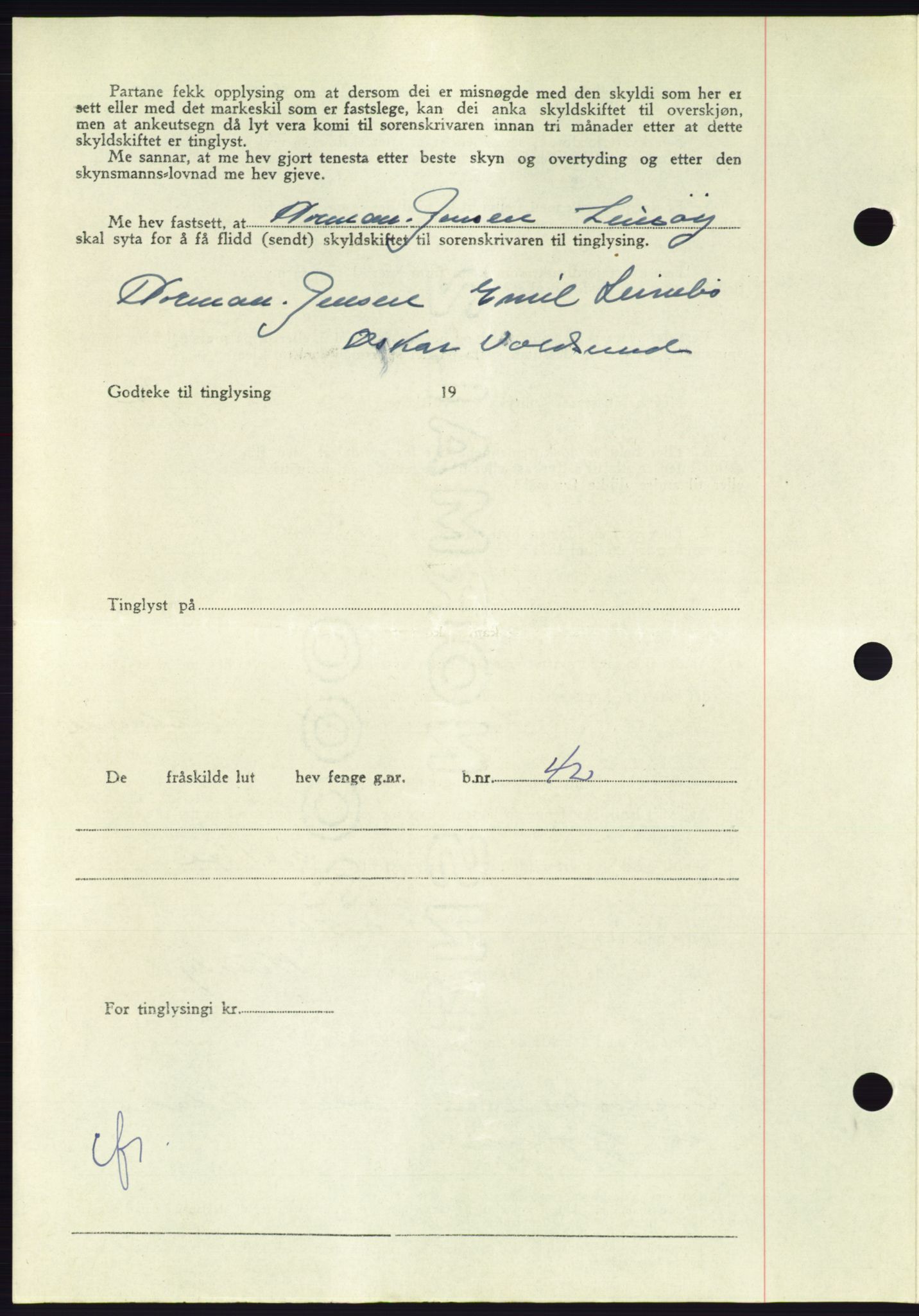 Søre Sunnmøre sorenskriveri, AV/SAT-A-4122/1/2/2C/L0099: Pantebok nr. 25A, 1954-1954, Dagboknr: 2996/1954