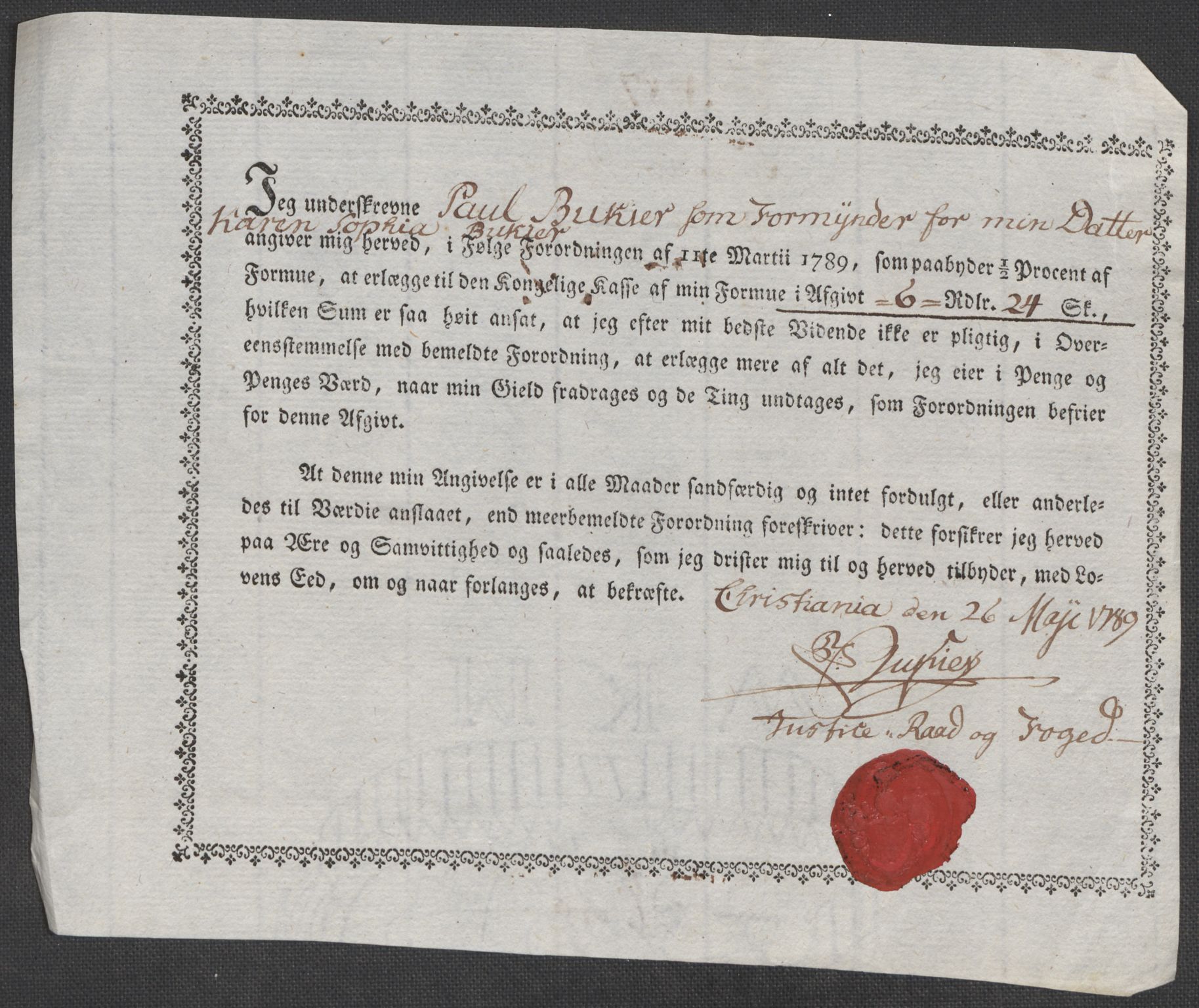 Rentekammeret inntil 1814, Reviderte regnskaper, Mindre regnskaper, AV/RA-EA-4068/Rf/Rfe/L0007: Christiania. Kristiansand, 1789, s. 293