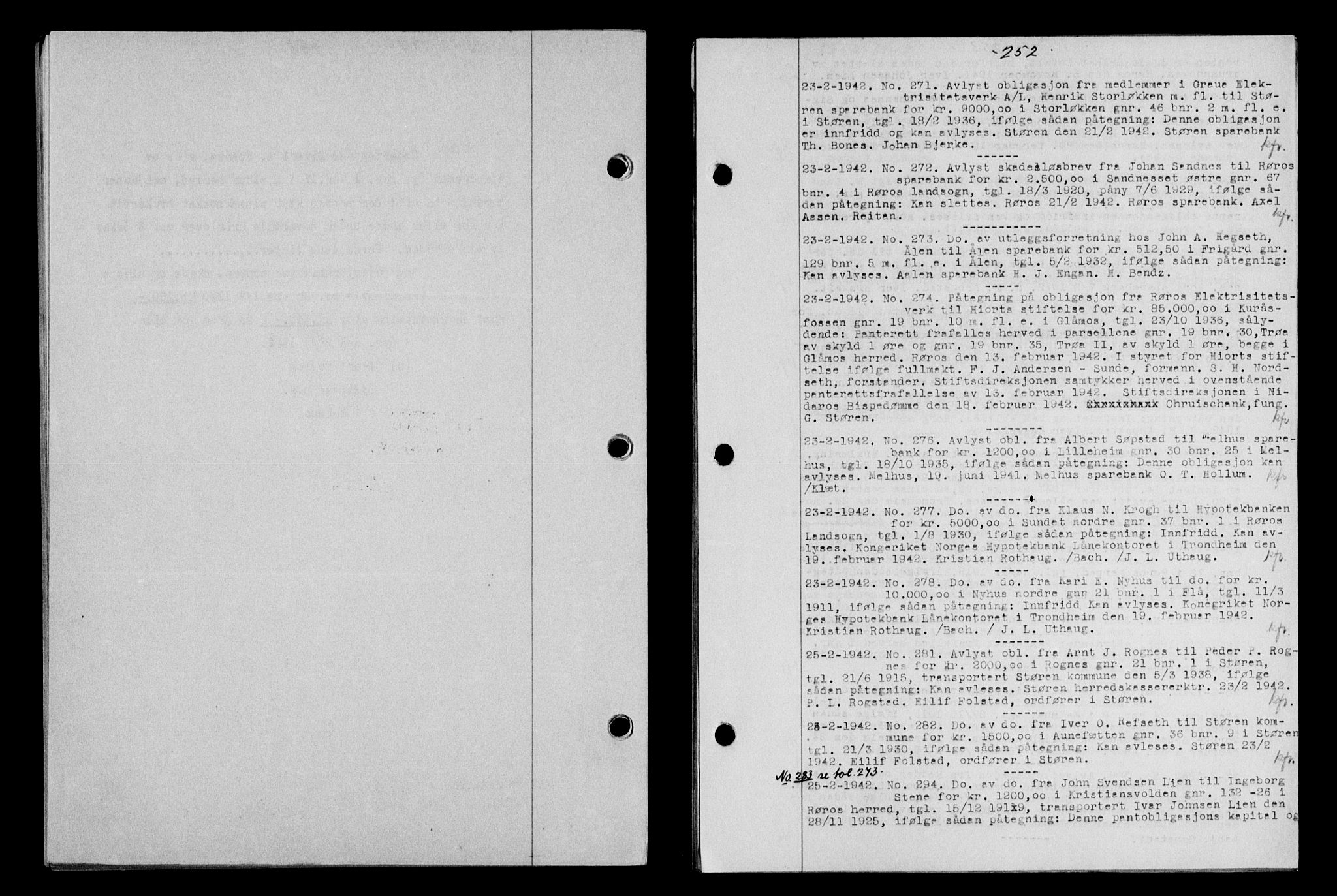 Gauldal sorenskriveri, SAT/A-0014/1/2/2C/L0054: Pantebok nr. 59, 1941-1942, Dagboknr: 271/1942