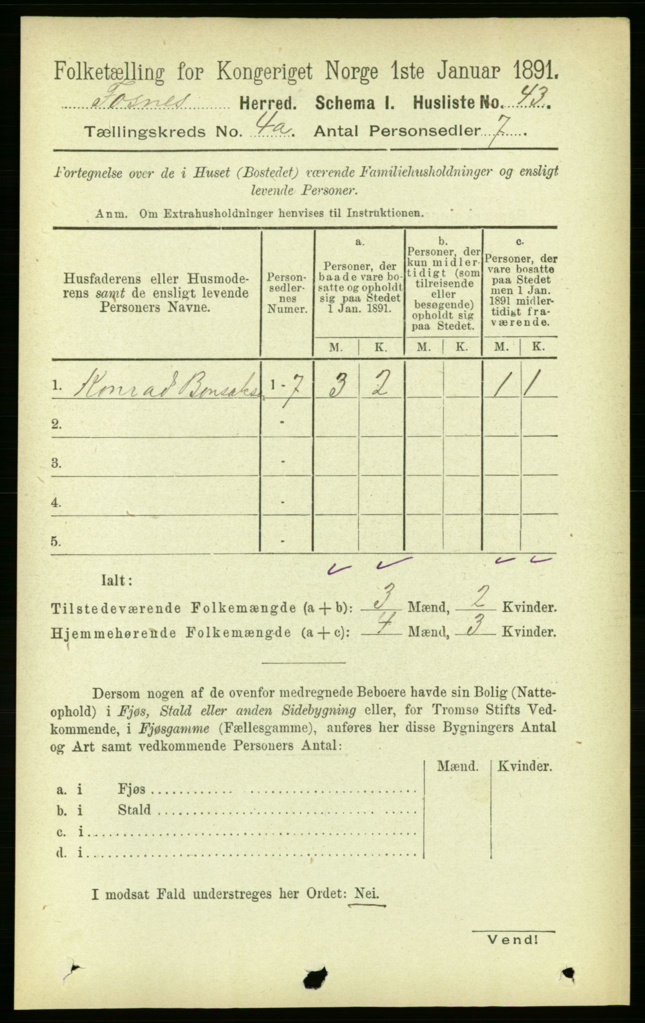 RA, Folketelling 1891 for 1748 Fosnes herred, 1891, s. 1382