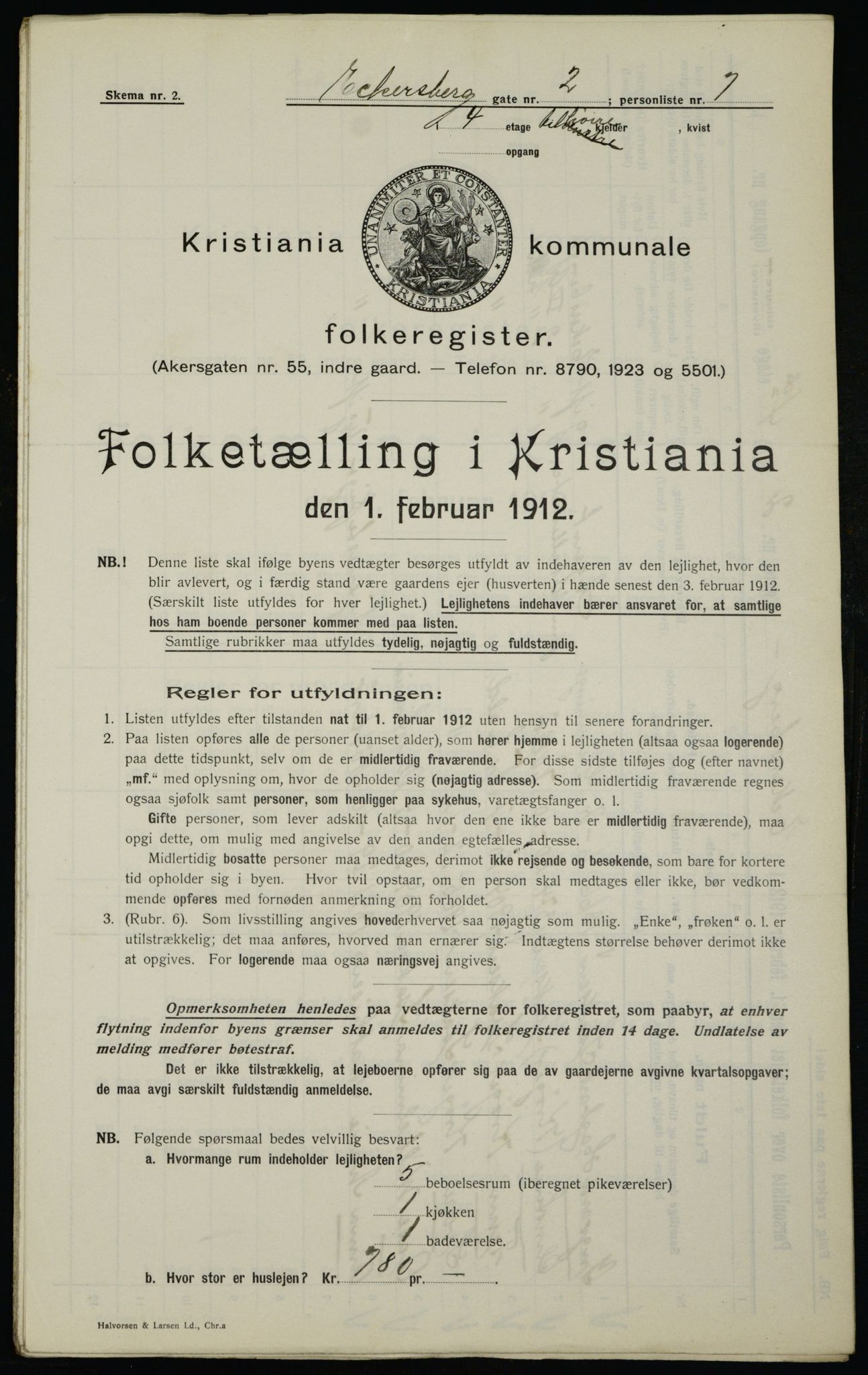 OBA, Kommunal folketelling 1.2.1912 for Kristiania, 1912, s. 18127