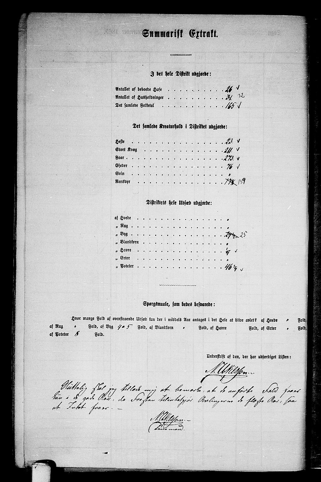 RA, Folketelling 1865 for 1826P Hattfjelldal prestegjeld, 1865, s. 43