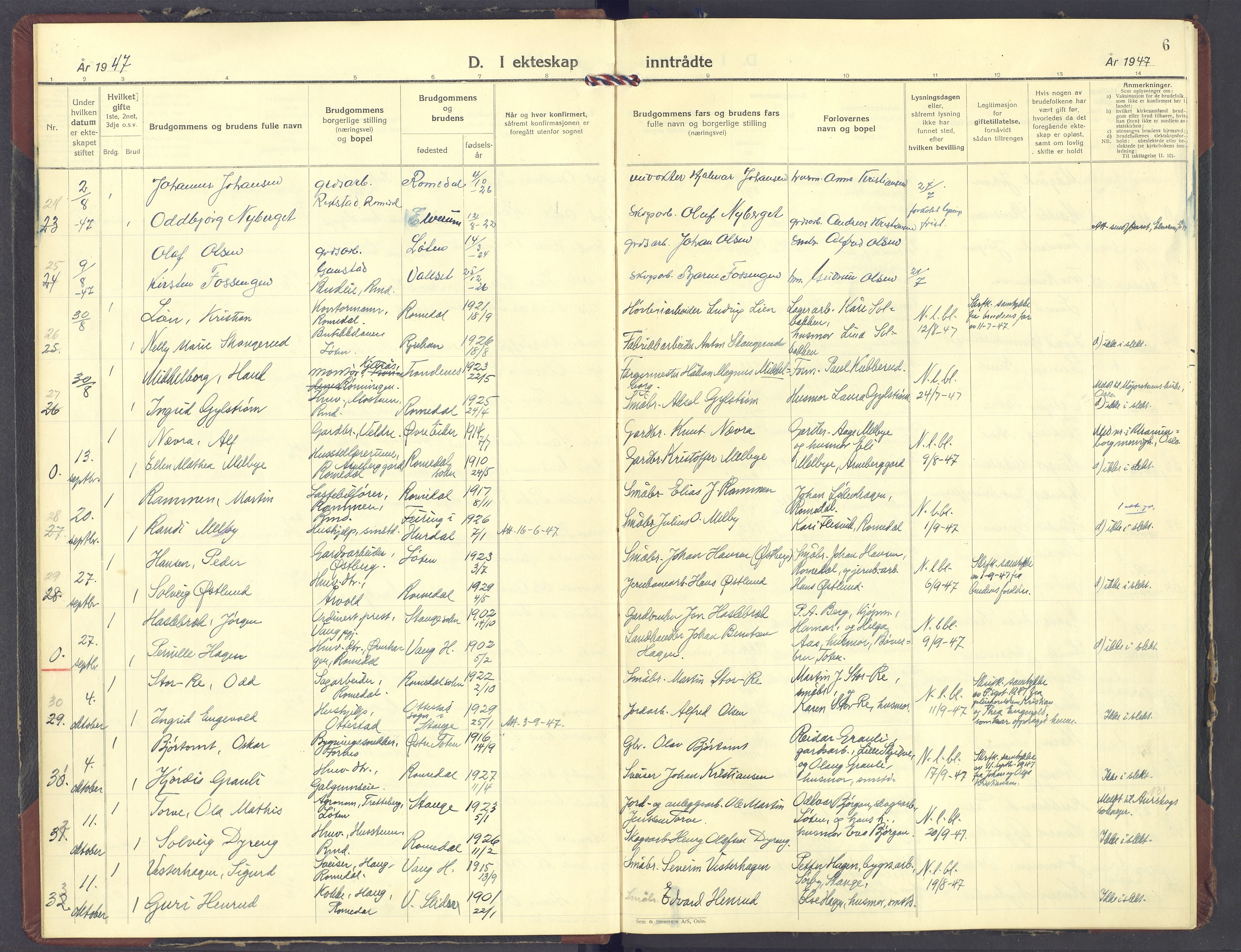 Romedal prestekontor, AV/SAH-PREST-004/K/L0015: Ministerialbok nr. 15, 1947-1979, s. 6