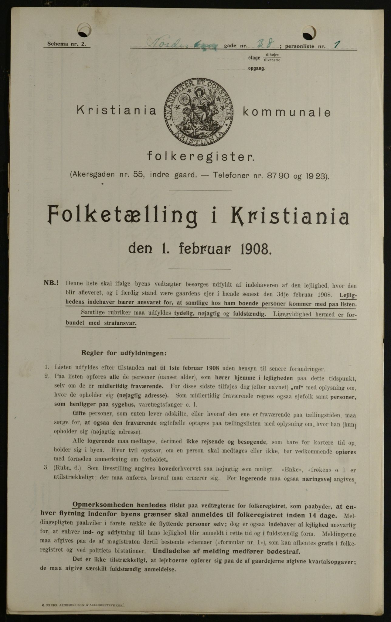 OBA, Kommunal folketelling 1.2.1908 for Kristiania kjøpstad, 1908, s. 65612