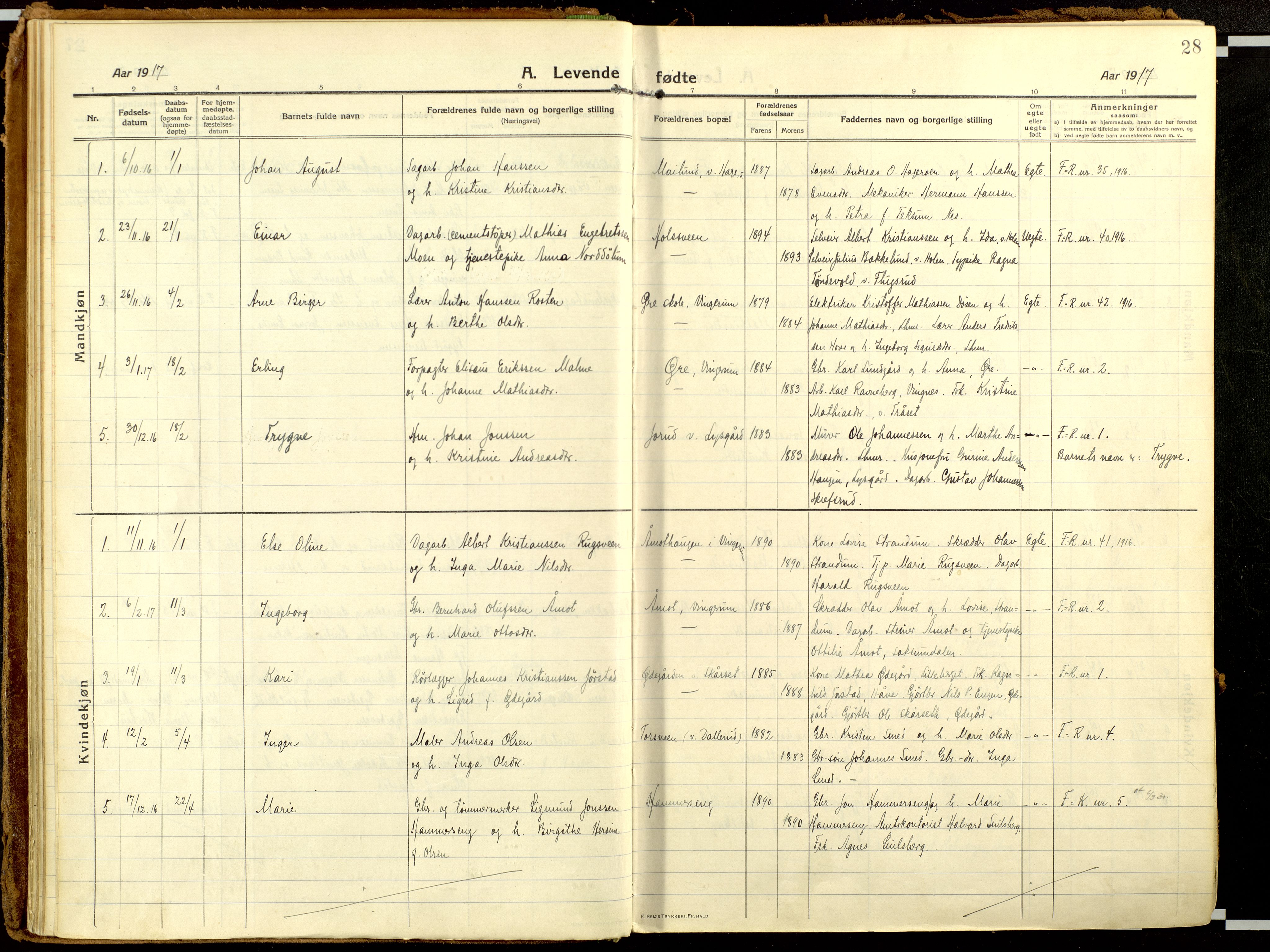 Fåberg prestekontor, AV/SAH-PREST-086/H/Ha/Haa/L0013: Ministerialbok nr. 13, 1913-1928, s. 28