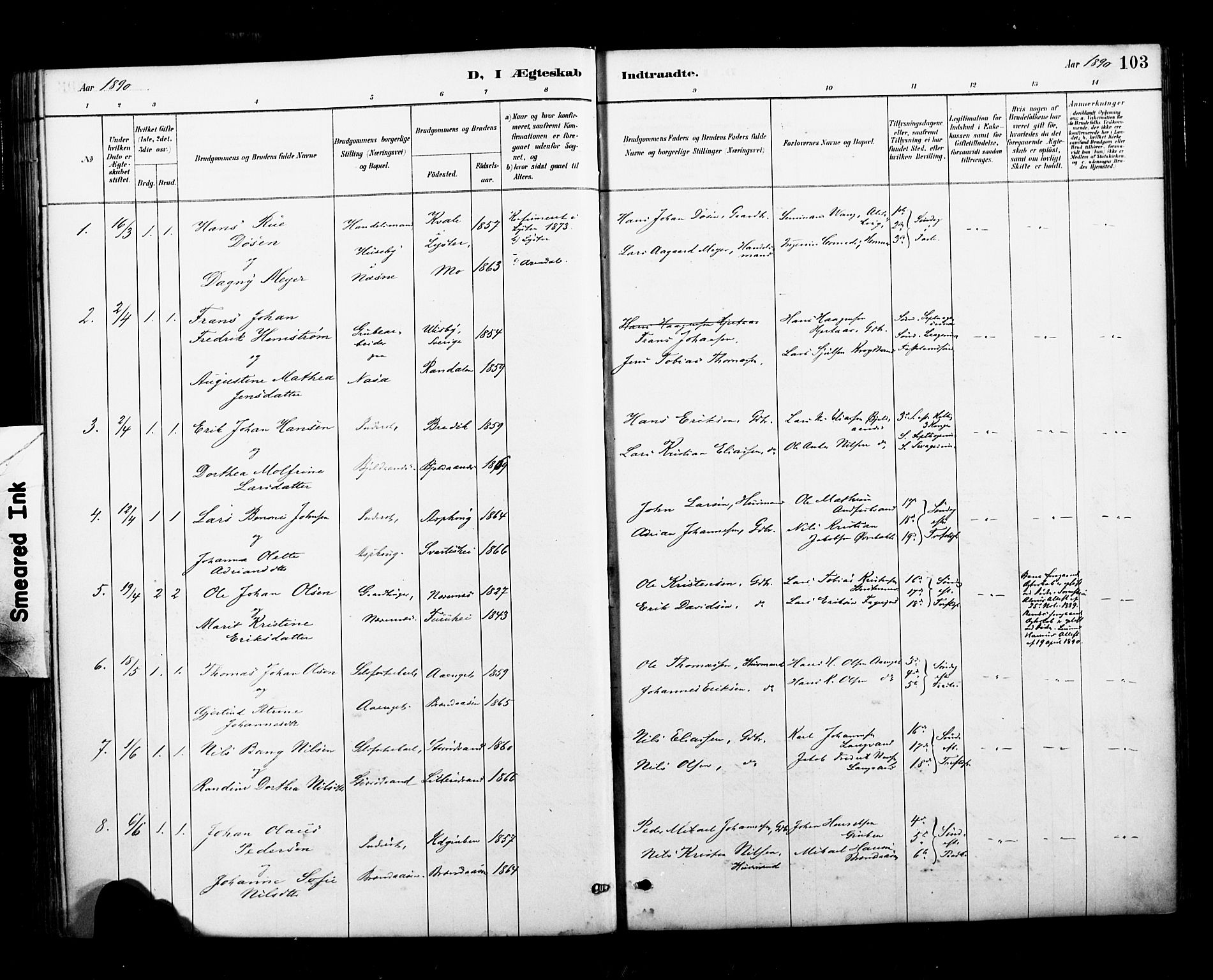 Ministerialprotokoller, klokkerbøker og fødselsregistre - Nordland, AV/SAT-A-1459/827/L0401: Ministerialbok nr. 827A13, 1887-1905, s. 103