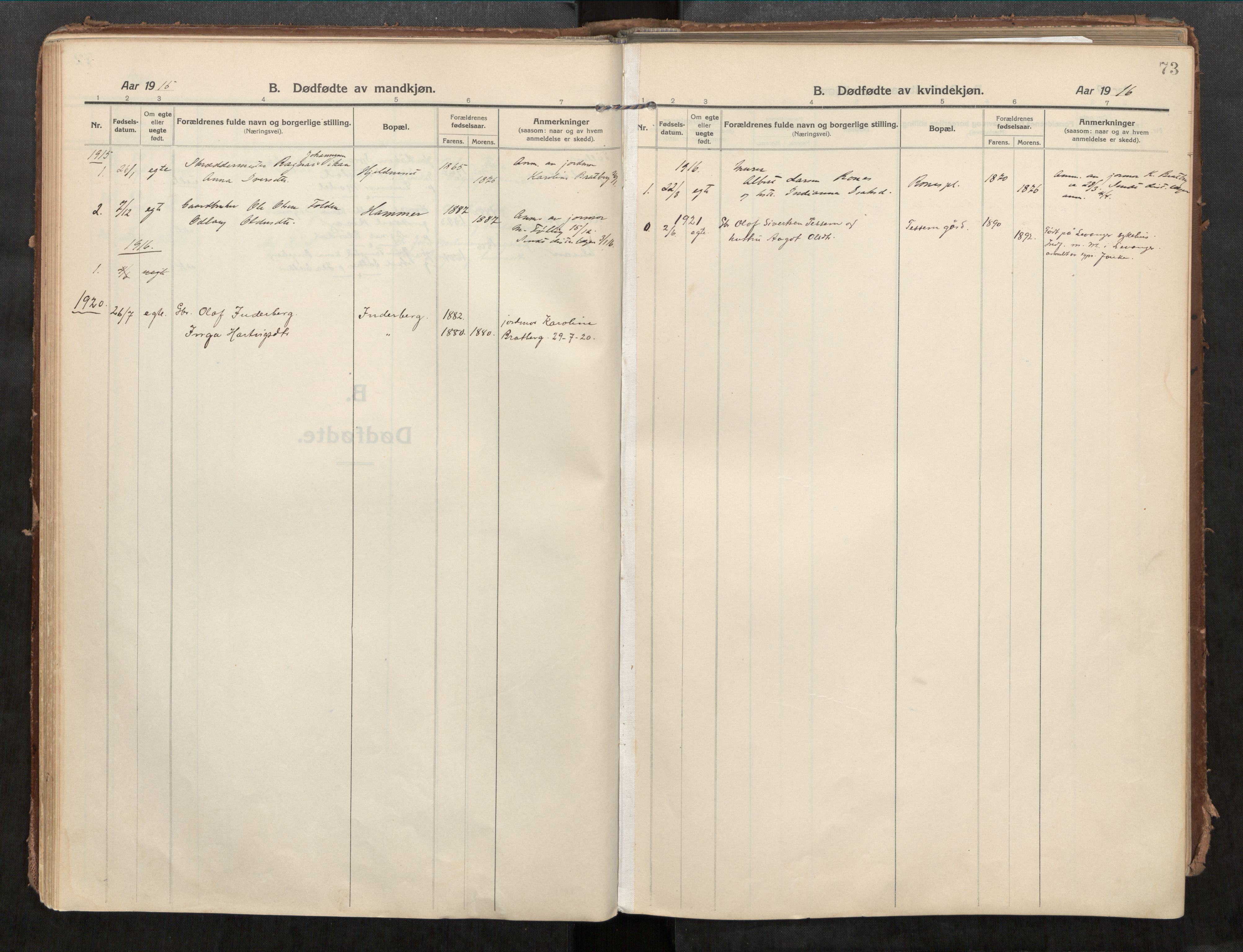 Beitstad sokneprestkontor, AV/SAT-A-1162/I/I1/I1a/L0001: Ministerialbok nr. 1, 1912-1927, s. 73