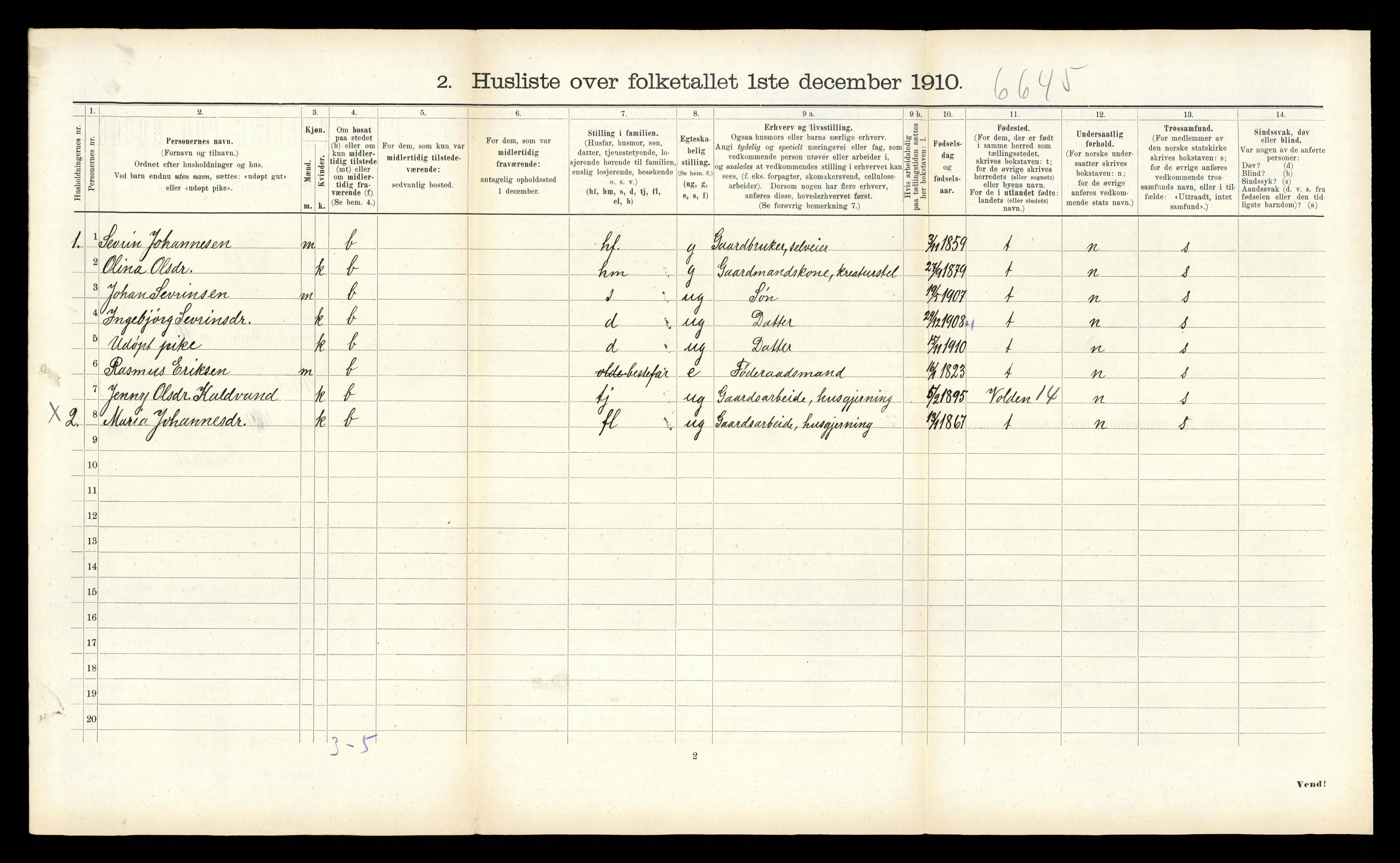 RA, Folketelling 1910 for 1516 Ulstein herred, 1910, s. 615