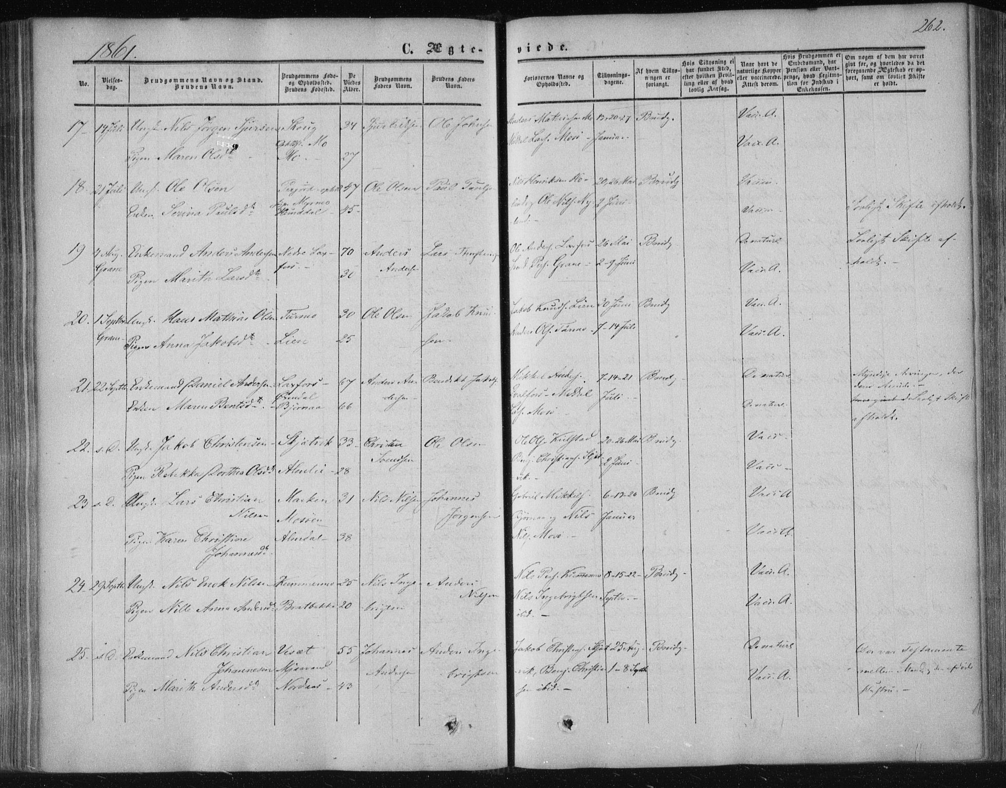 Ministerialprotokoller, klokkerbøker og fødselsregistre - Nordland, AV/SAT-A-1459/820/L0293: Ministerialbok nr. 820A14, 1855-1865, s. 262