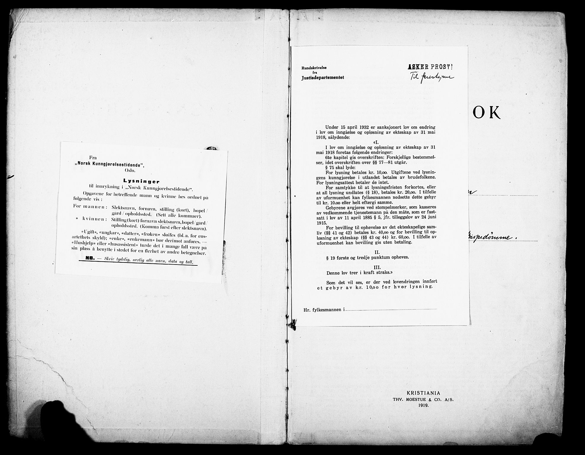 Østre Aker prestekontor Kirkebøker, SAO/A-10840/H/Ha/L0007: Lysningsprotokoll nr. I 7, 1919-1933