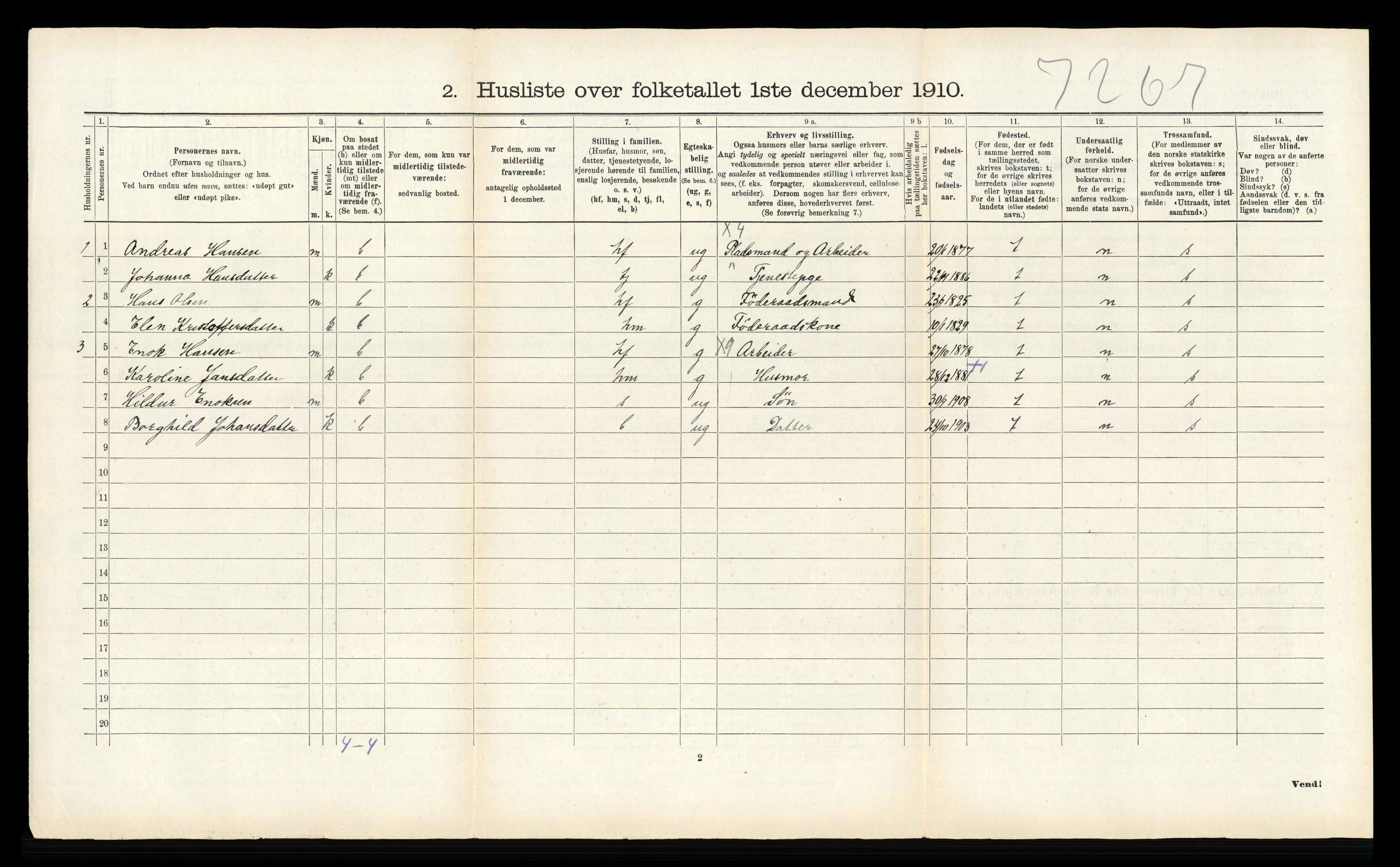 RA, Folketelling 1910 for 1840 Saltdal herred, 1910, s. 750