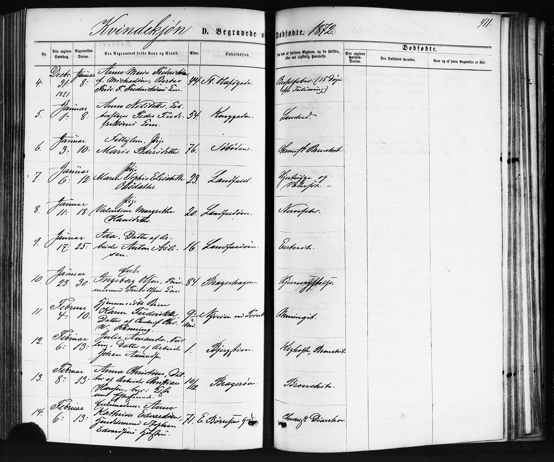 Bragernes kirkebøker, AV/SAKO-A-6/F/Fb/L0004: Ministerialbok nr. II 4, 1869-1875, s. 411