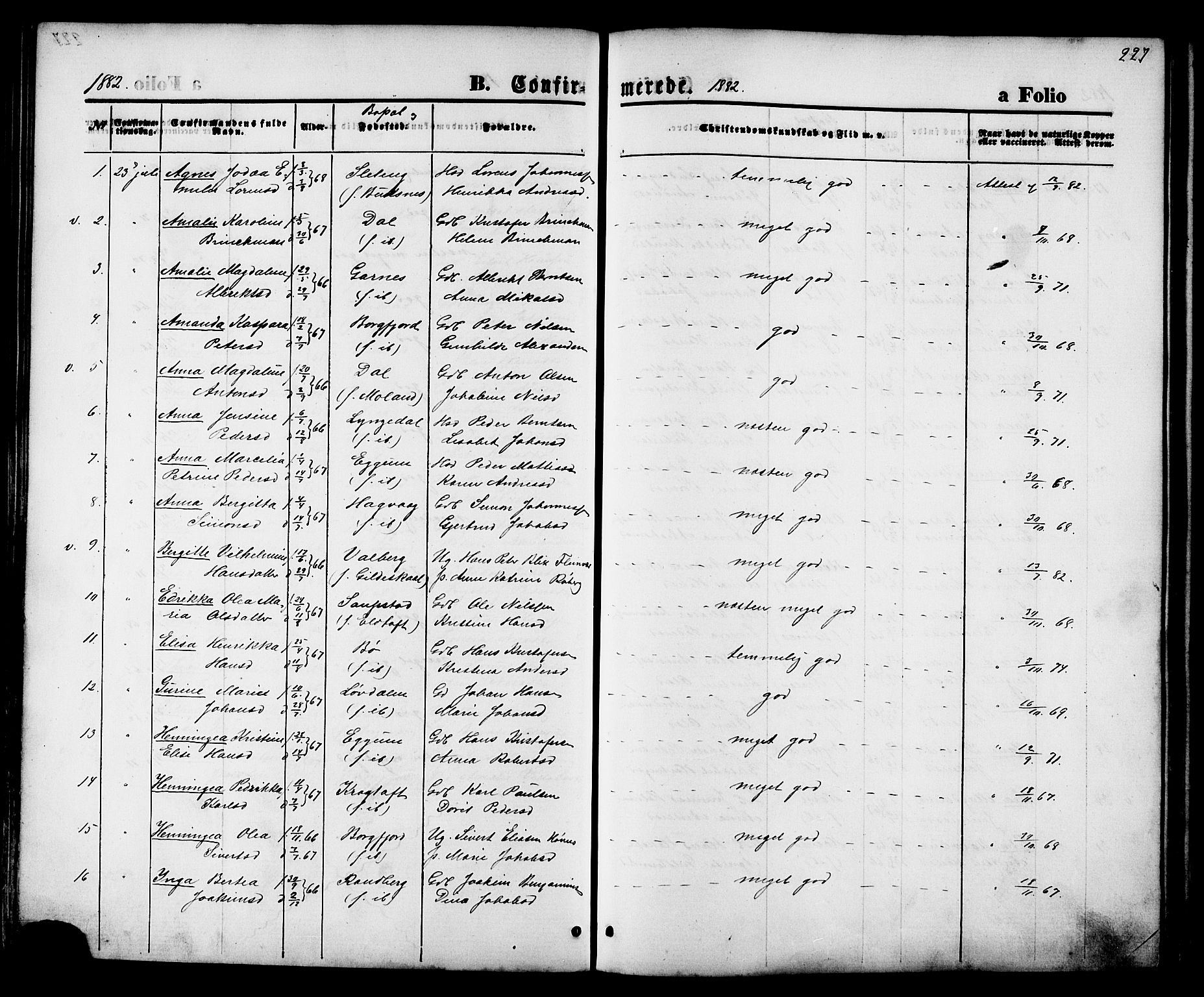 Ministerialprotokoller, klokkerbøker og fødselsregistre - Nordland, AV/SAT-A-1459/880/L1132: Ministerialbok nr. 880A06, 1869-1887, s. 227