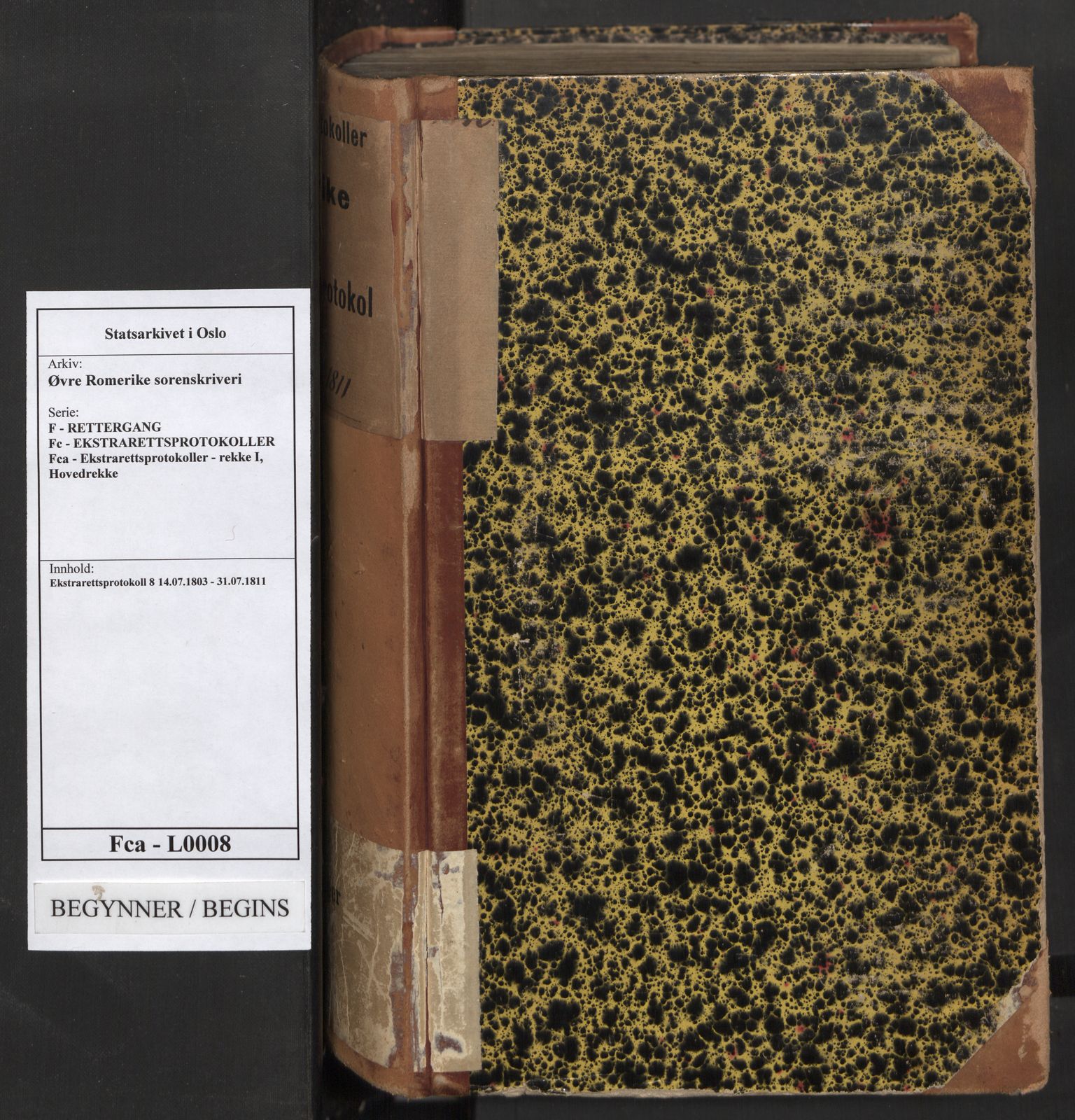 Øvre Romerike sorenskriveri, AV/SAO-A-10649/F/Fc/Fca/L0008: Ekstrarettsprotokoll 8, 1803-1811