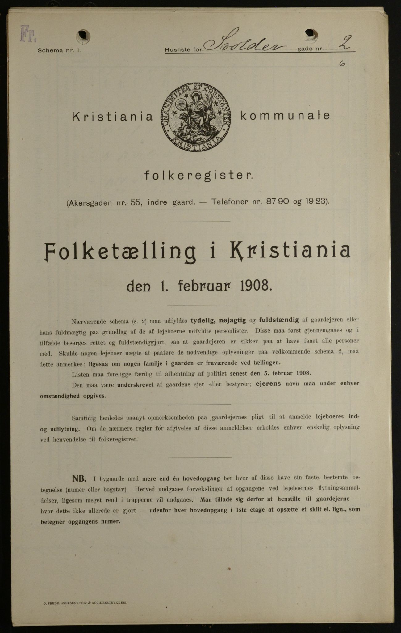 OBA, Kommunal folketelling 1.2.1908 for Kristiania kjøpstad, 1908, s. 95475