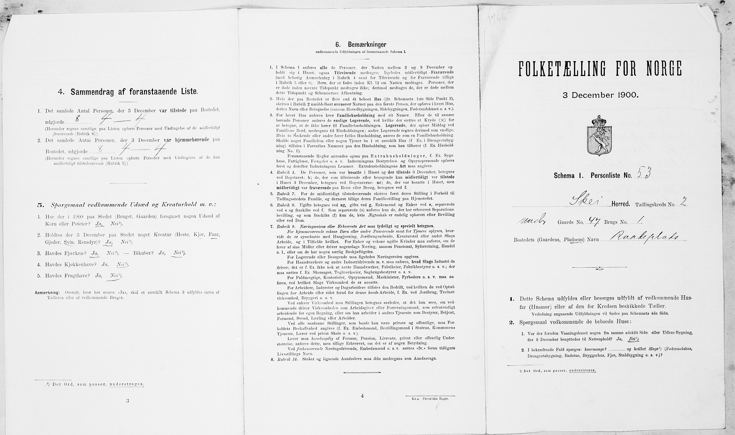 SAT, Folketelling 1900 for 1732 Skei herred, 1900, s. 278