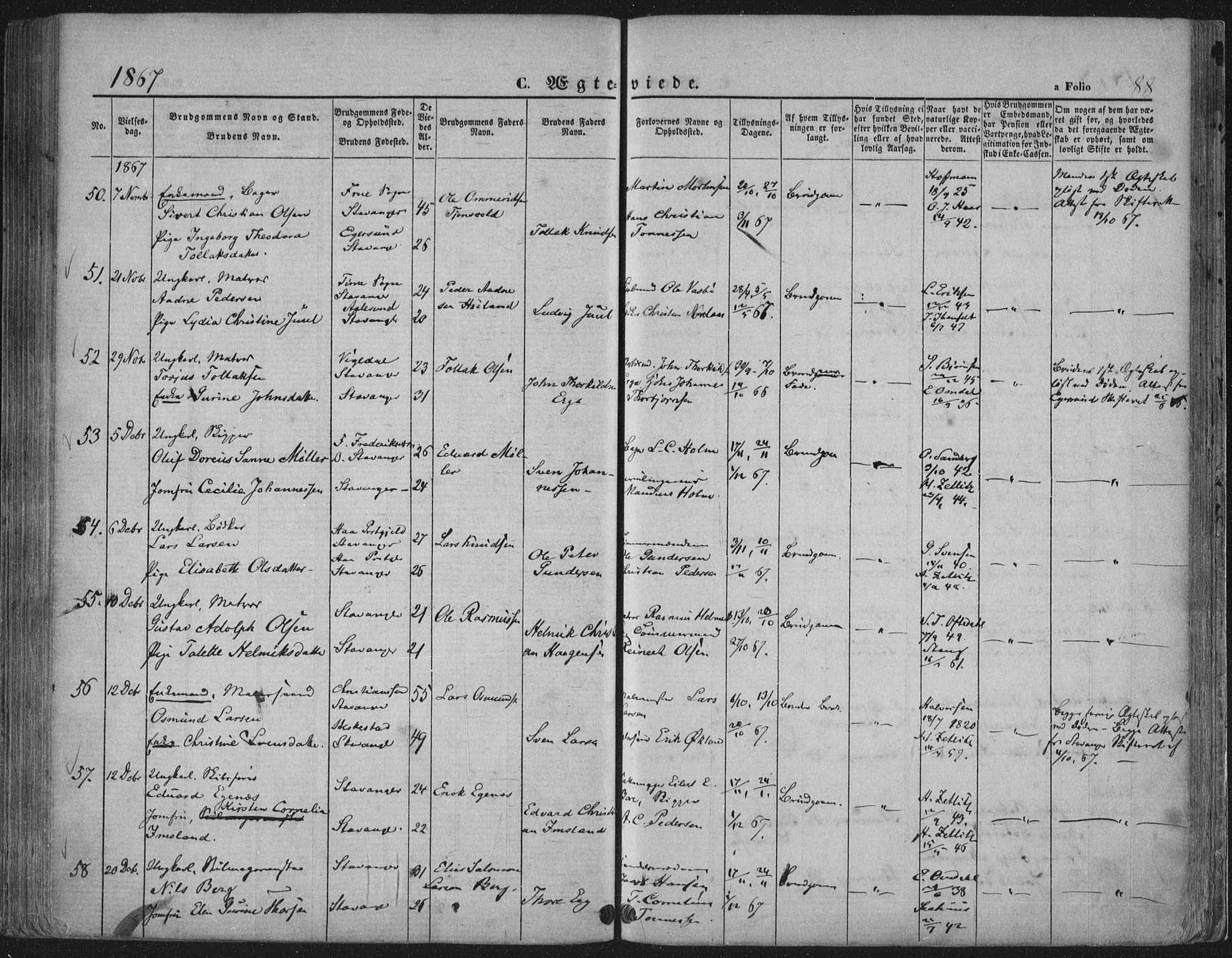 Domkirken sokneprestkontor, SAST/A-101812/001/30/30BA/L0019: Ministerialbok nr. A 18, 1857-1877, s. 88