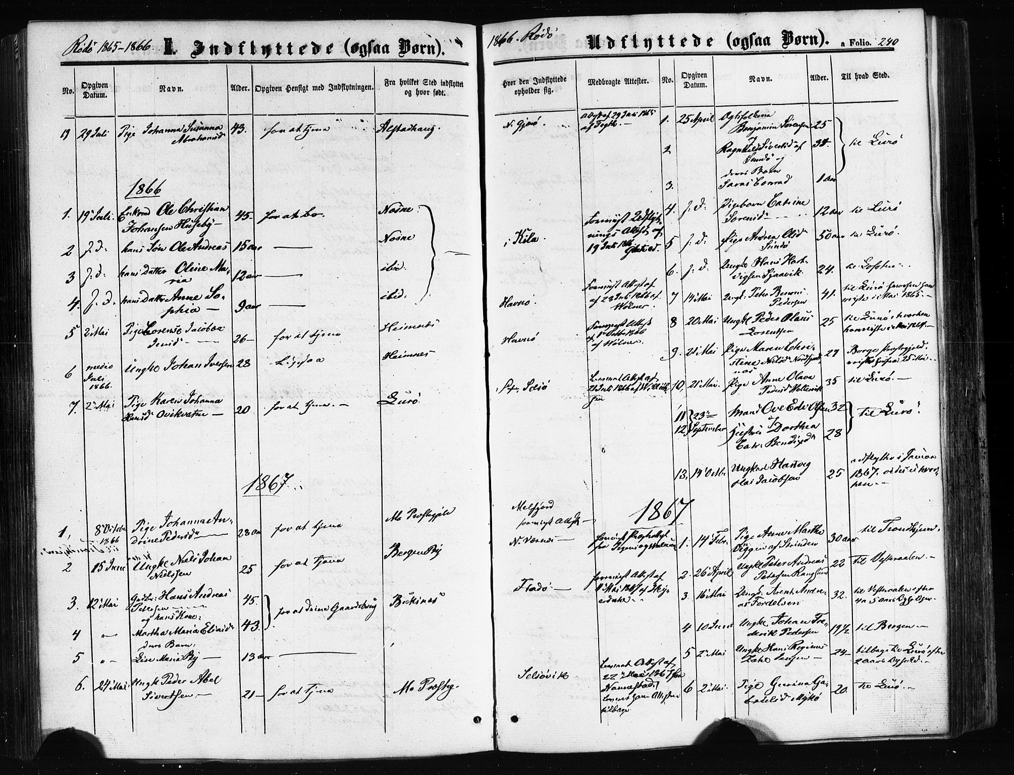 Ministerialprotokoller, klokkerbøker og fødselsregistre - Nordland, AV/SAT-A-1459/841/L0607: Ministerialbok nr. 841A11 /1, 1863-1877, s. 240