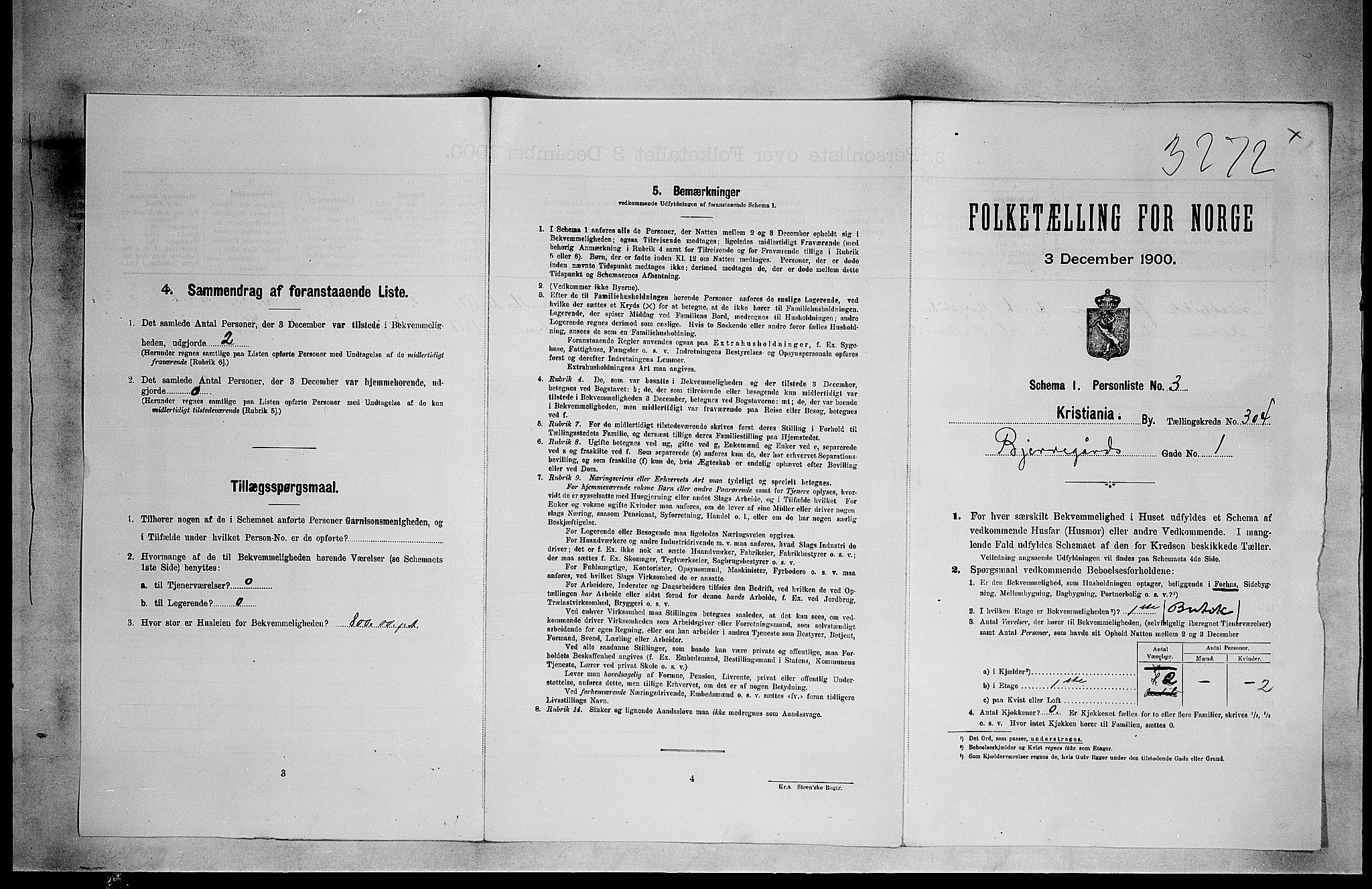 SAO, Folketelling 1900 for 0301 Kristiania kjøpstad, 1900, s. 5305