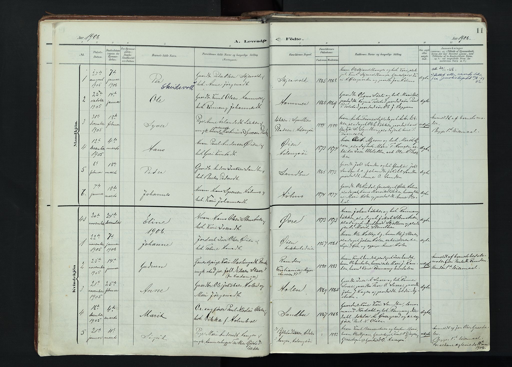 Vågå prestekontor, AV/SAH-PREST-076/H/Ha/Haa/L0011: Ministerialbok nr. 11, 1905-1924, s. 11