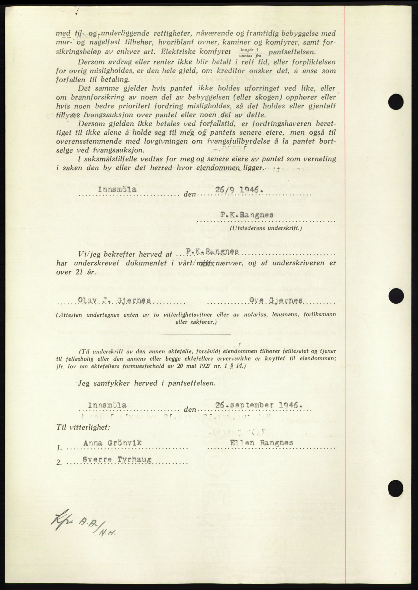 Nordmøre sorenskriveri, AV/SAT-A-4132/1/2/2Ca: Pantebok nr. B95, 1946-1947, Dagboknr: 2038/1946