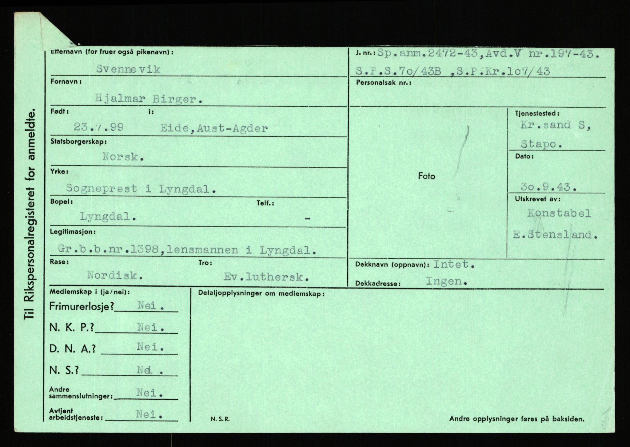 Statspolitiet - Hovedkontoret / Osloavdelingen, AV/RA-S-1329/C/Ca/L0015: Svea - Tøsse, 1943-1945, s. 468