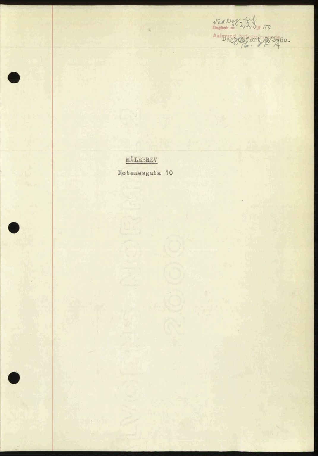 Ålesund byfogd, AV/SAT-A-4384: Pantebok nr. 37A (2), 1949-1950, Dagboknr: 223/1950