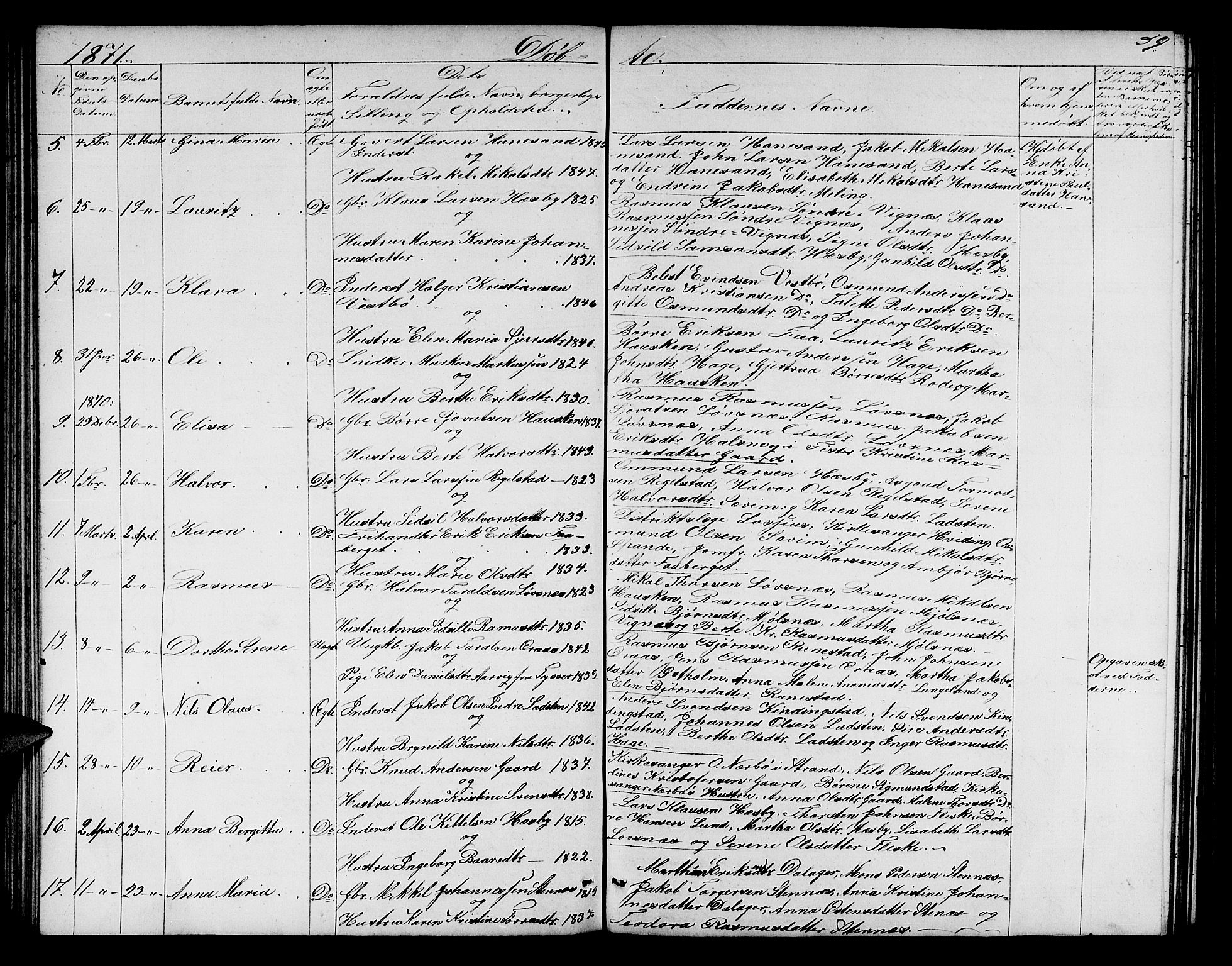 Finnøy sokneprestkontor, AV/SAST-A-101825/H/Ha/Hab/L0002: Klokkerbok nr. B 2, 1857-1878, s. 59