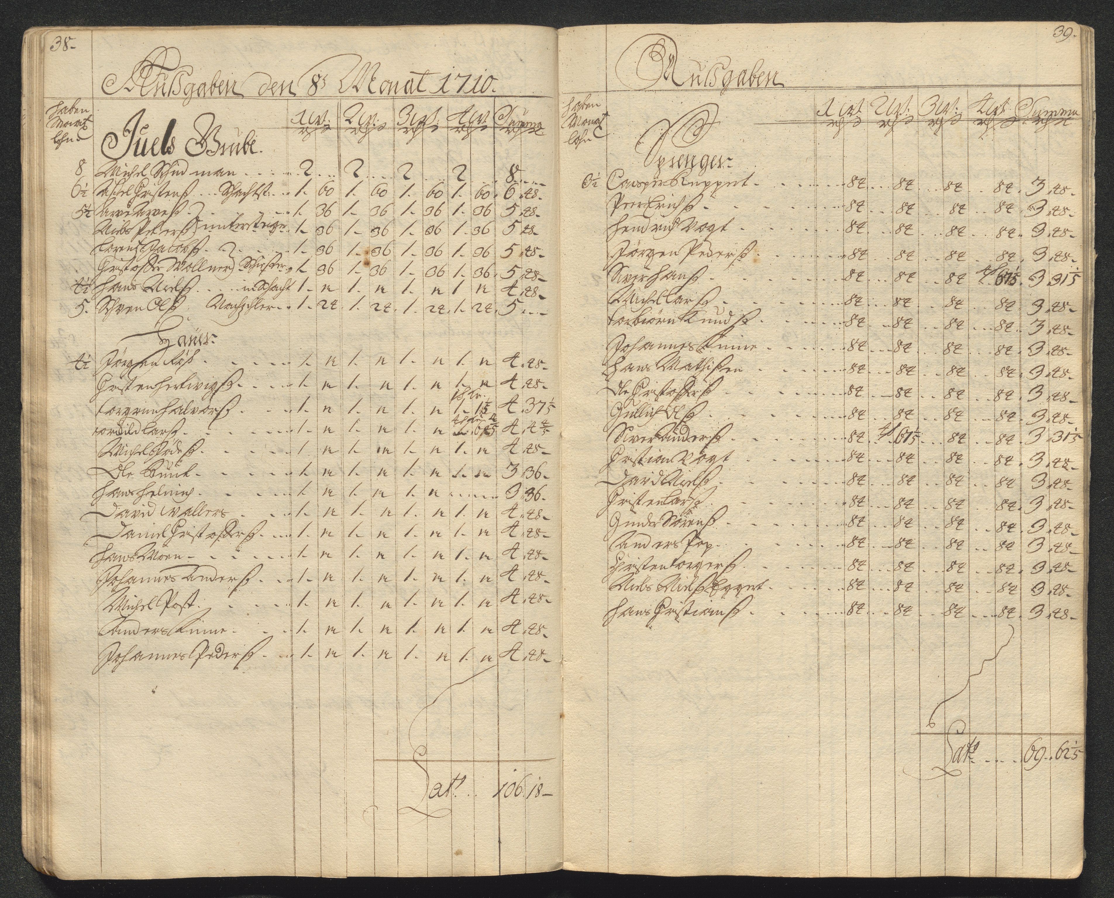 Kongsberg Sølvverk 1623-1816, AV/SAKO-EA-3135/001/D/Dc/Dcd/L0099: Utgiftsregnskap for gruver m.m., 1710, s. 348