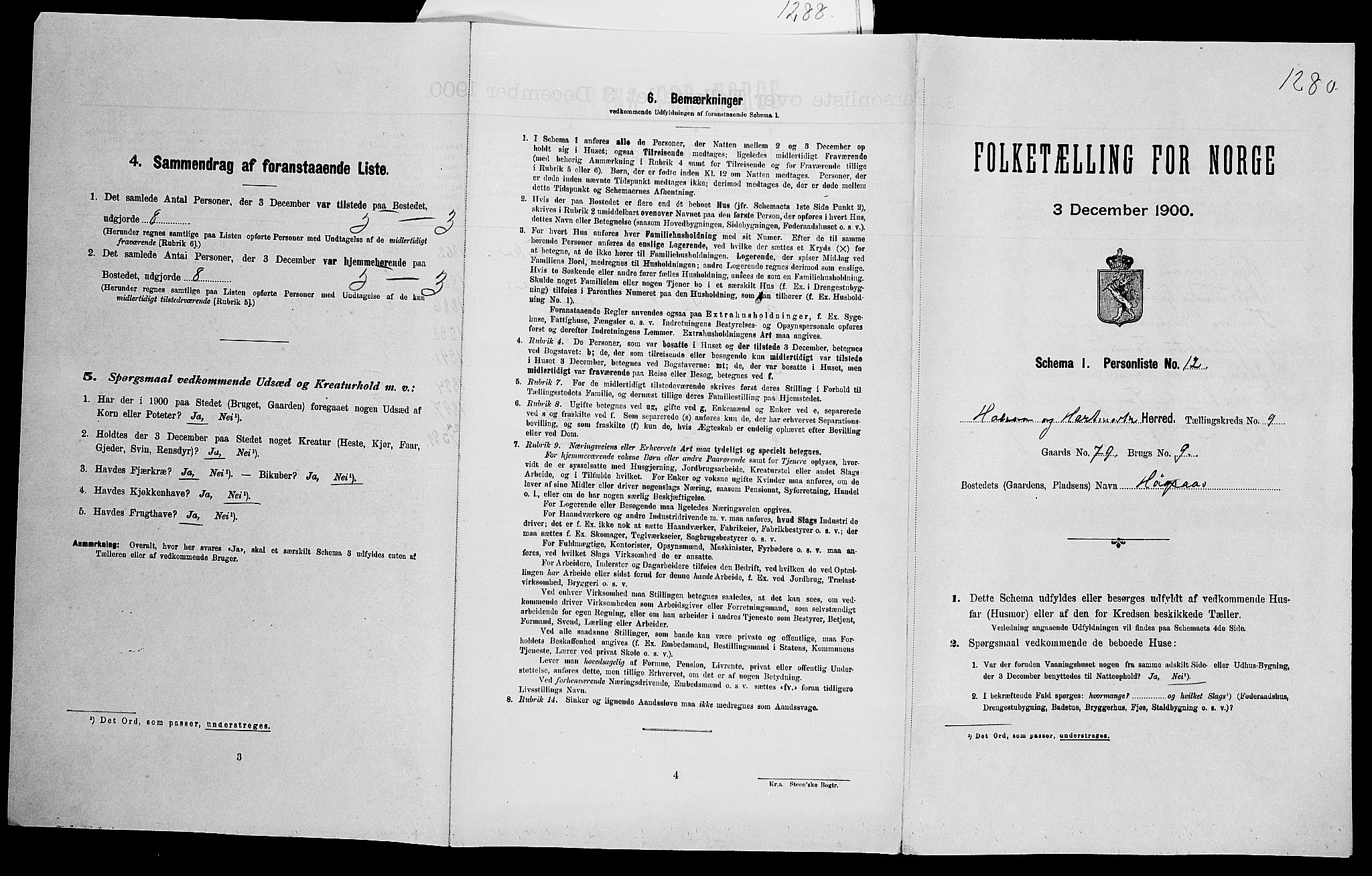 SAK, Folketelling 1900 for 1019 Halse og Harkmark herred, 1900, s. 1054