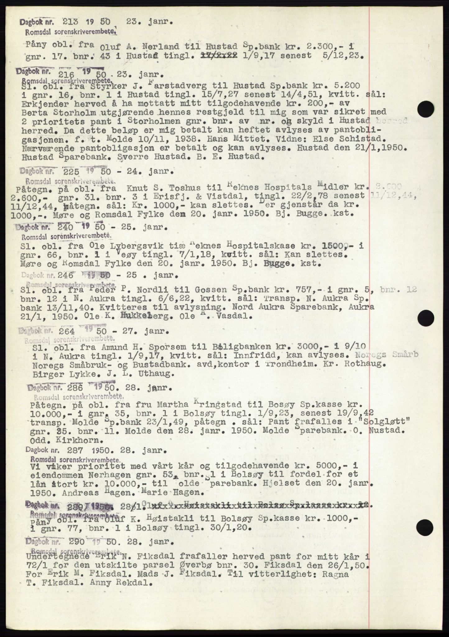 Romsdal sorenskriveri, SAT/A-4149/1/2/2C: Pantebok nr. C2, 1949-1951, Dagboknr: 213/1950