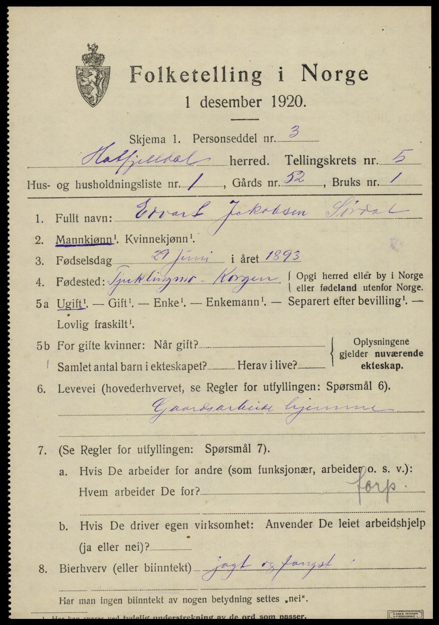 SAT, Folketelling 1920 for 1826 Hattfjelldal herred, 1920, s. 1094