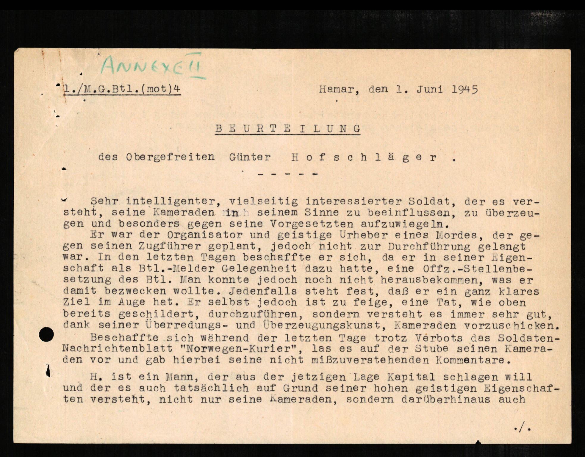 Forsvaret, Forsvarets overkommando II, AV/RA-RAFA-3915/D/Db/L0004: CI Questionaires. Tyske okkupasjonsstyrker i Norge. Tyskere., 1945-1946, s. 522