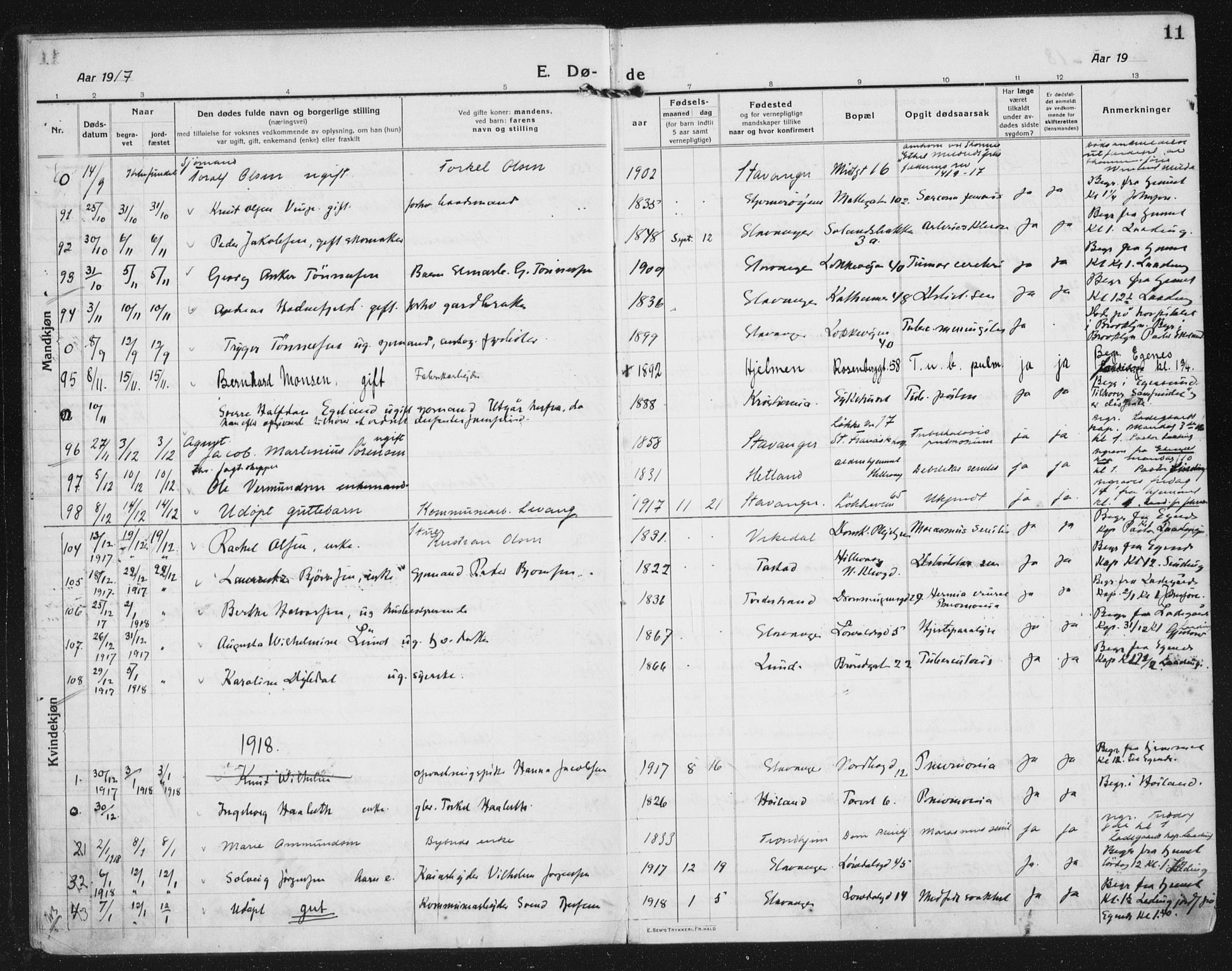 Domkirken sokneprestkontor, AV/SAST-A-101812/002/A/L0017: Ministerialbok nr. A 36, 1917-1938, s. 11