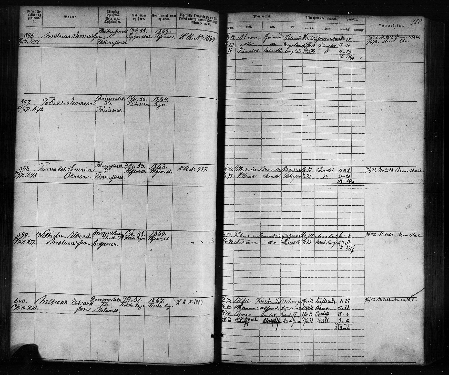 Flekkefjord mønstringskrets, SAK/2031-0018/F/Fa/L0005: Annotasjonsrulle nr 1-1915 med register, Æ-2, 1868-1896, s. 141