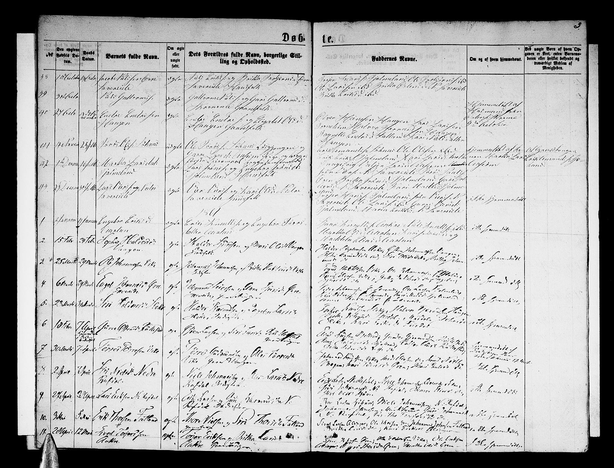 Skånevik sokneprestembete, AV/SAB-A-77801/H/Hab: Klokkerbok nr. B 1, 1860-1880, s. 3